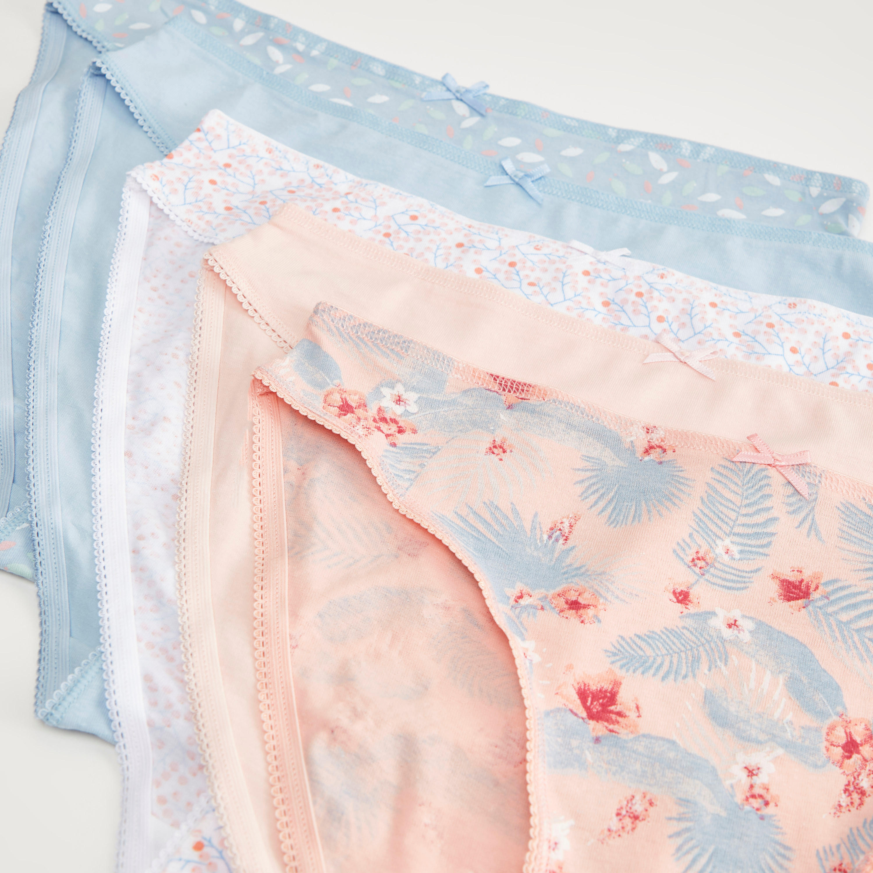 سراويل هيبستر بتفاصيل فيونكة - طقم من 5 قطع متنوعة-women-clothing-lingerie-panties-image-2