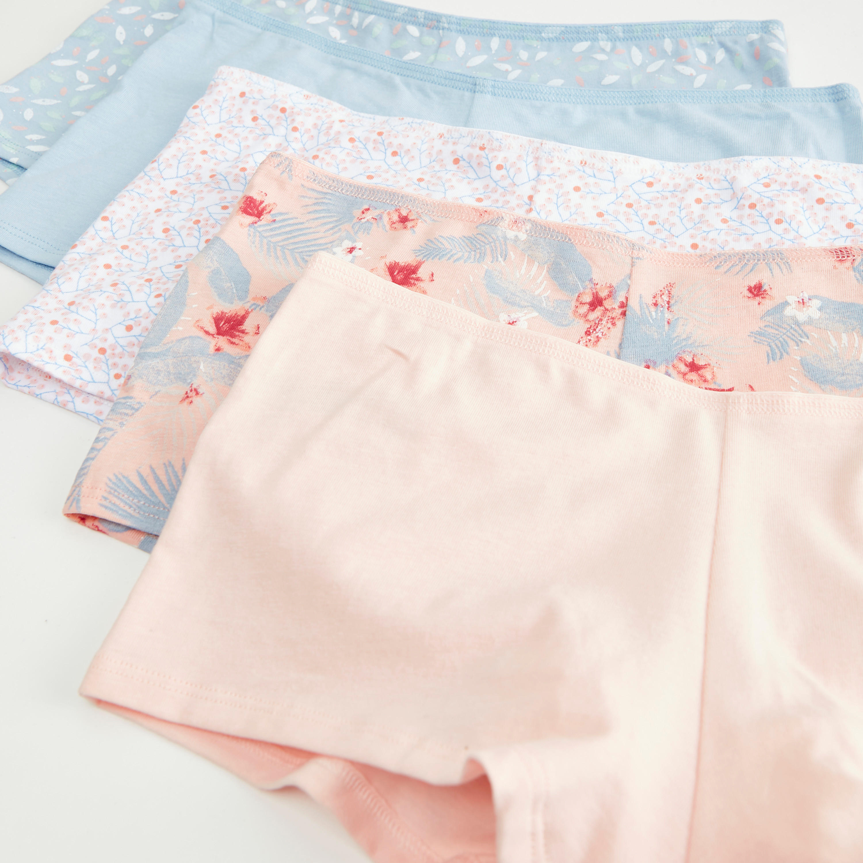سراويل بوي شورت بخصر مطّاطي - طقم من 5 قطع متنوعة-women-clothing-lingerie-panties-image-2