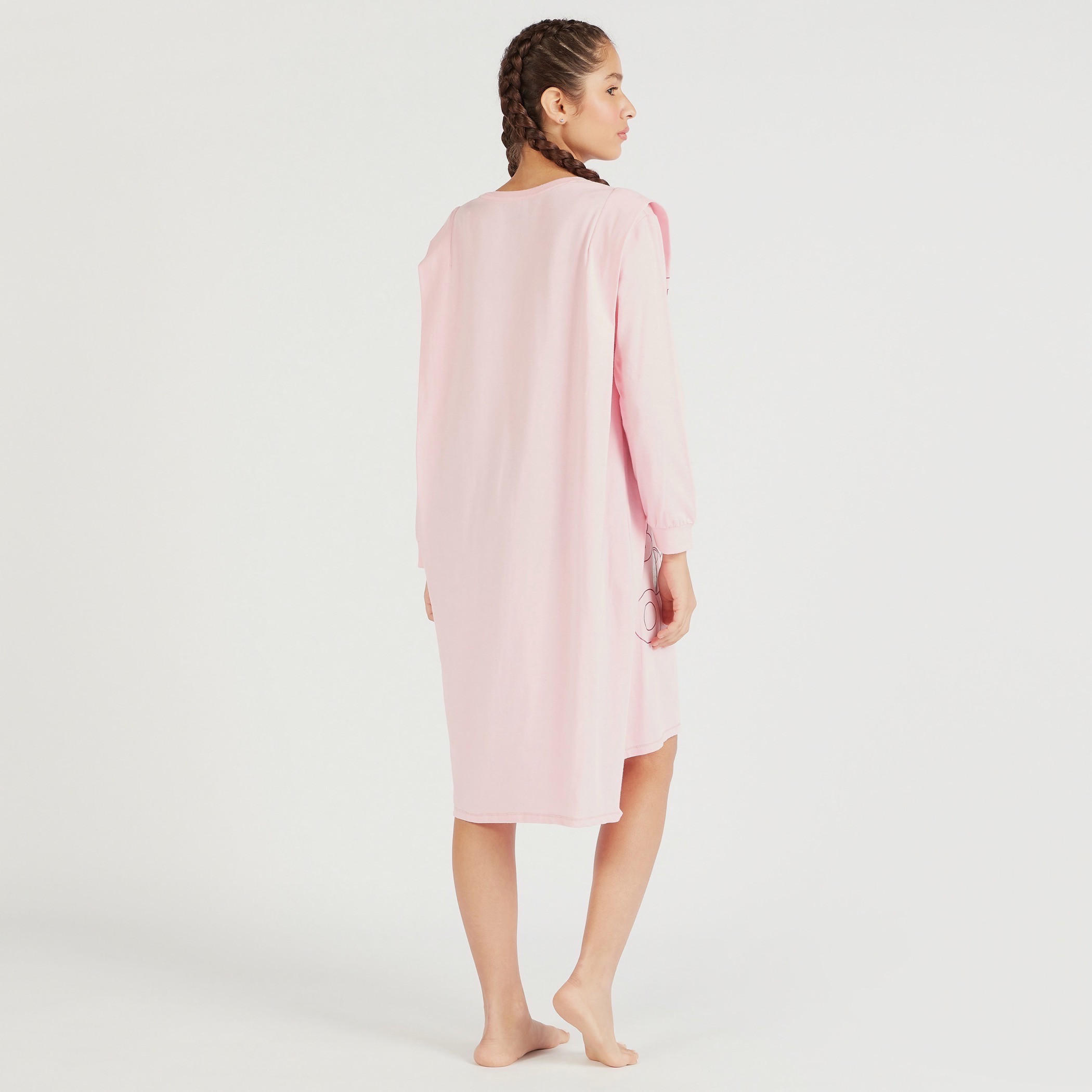 Dumbo Print Crew Neck Sleepshirt with Long Sleeves-women-clothing-nightwear-nighties-image-4