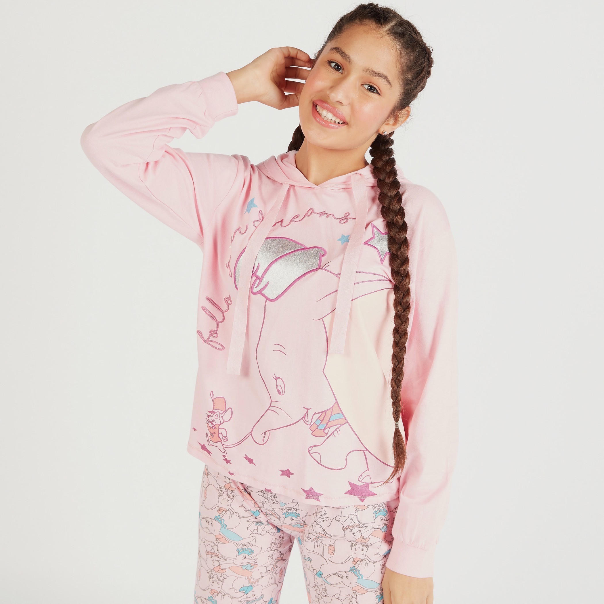 طقم بنطلون بيجاما وسويت شيرت بياقة بقبّعة وطبعات-women-clothing-nightwear-pyjamas-longsets-image-3