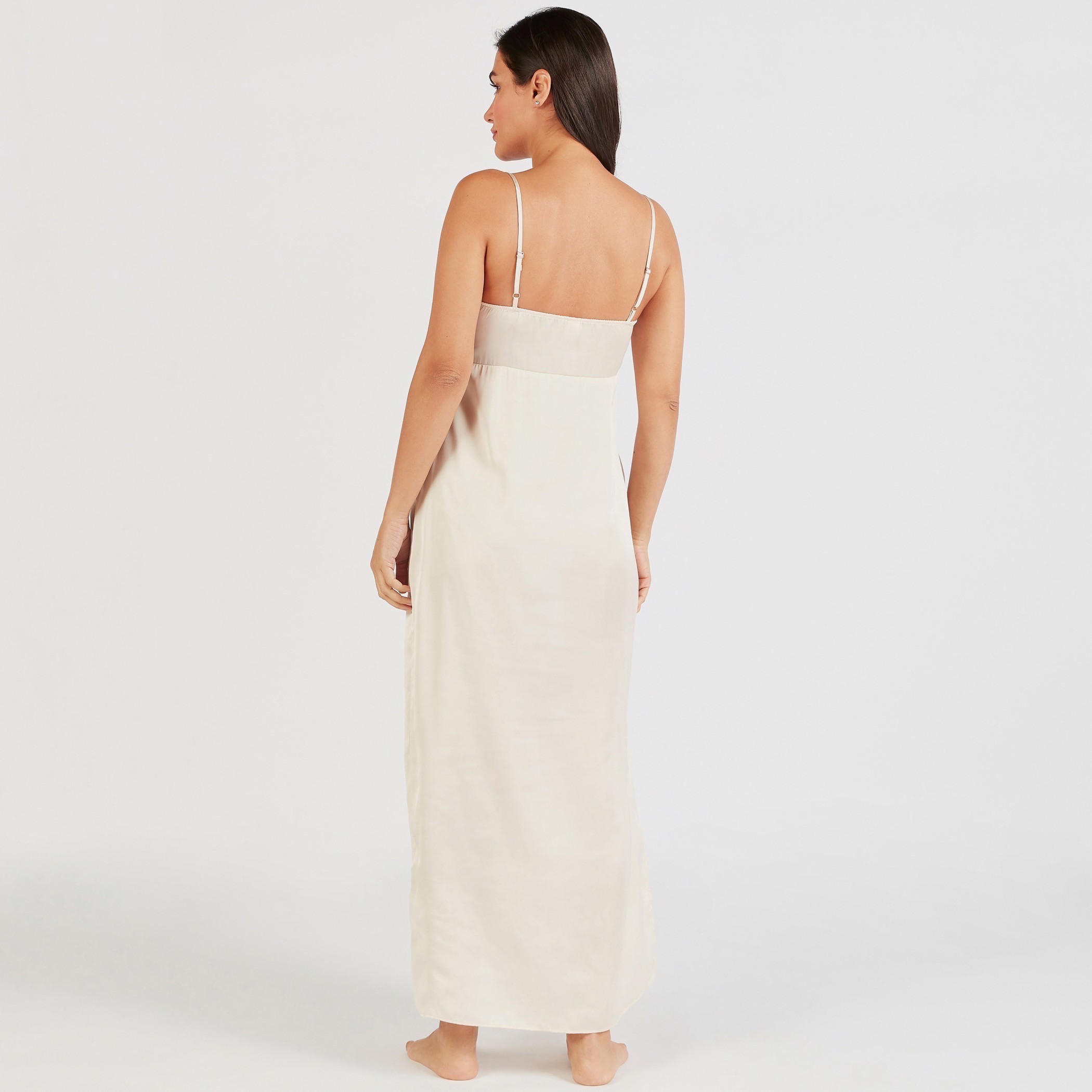 Solid V-neck Sleeveless Night Gown with Side Slits-women-clothing-nightwear-nighties-image-4