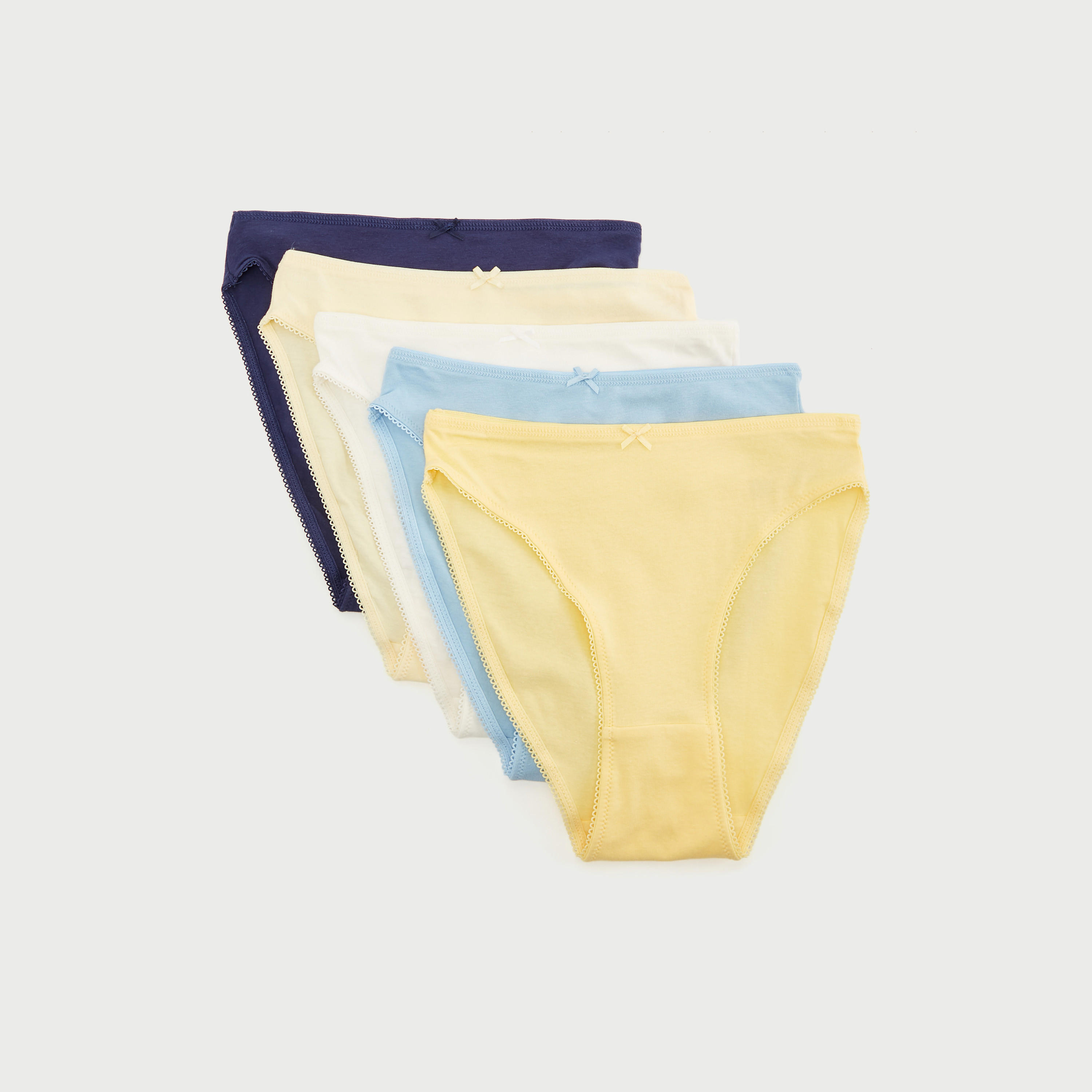 سراول هيبستر سادة بخصر مطّاطي - طقم من 5 قطع-women-clothing-lingerie-panties-image-1