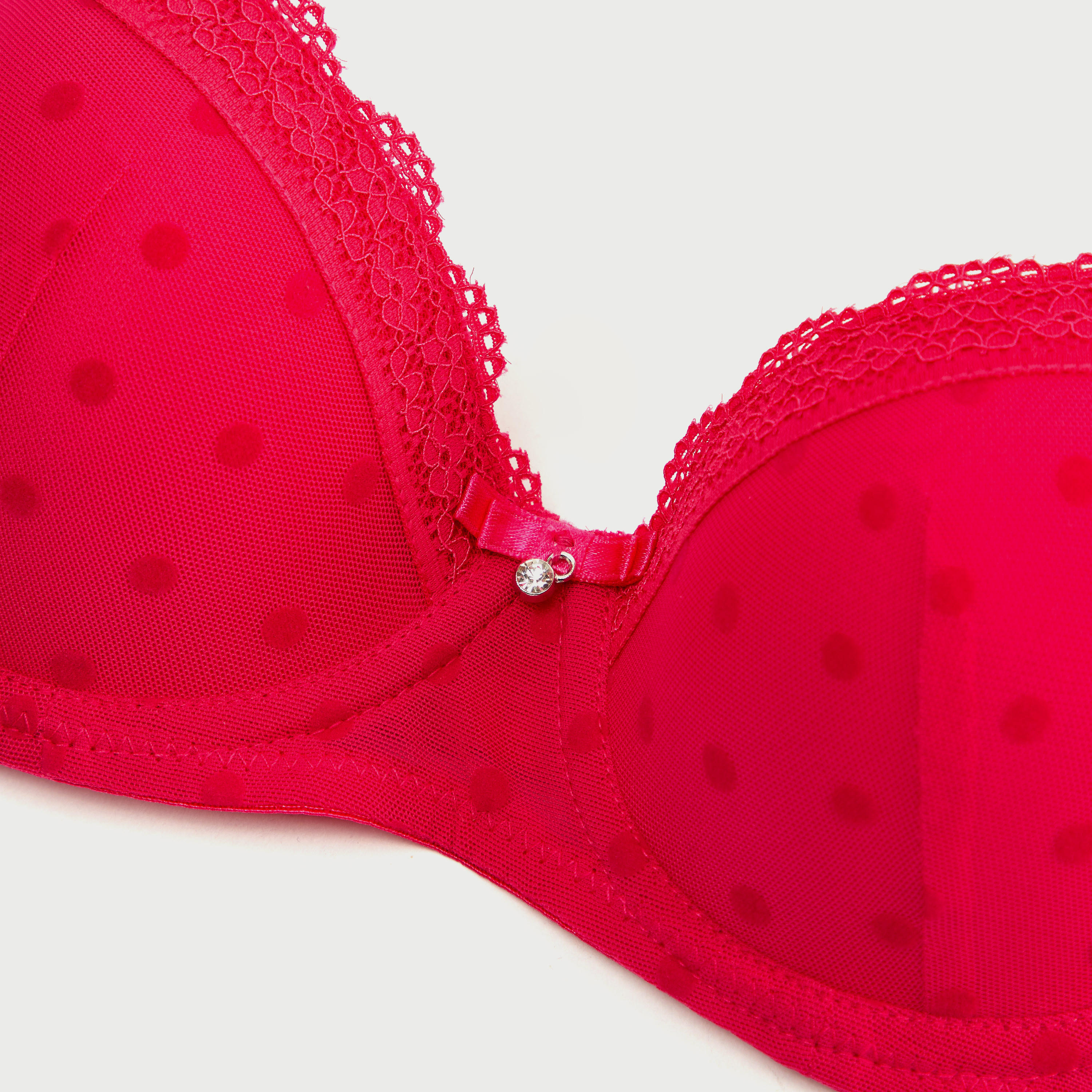 صدرية ديمي مبطّنة بطبعات منقطة وتفاصيل شبكية وأحزمة قابلة للتعديل-women-clothing-lingerie-bras-image-2