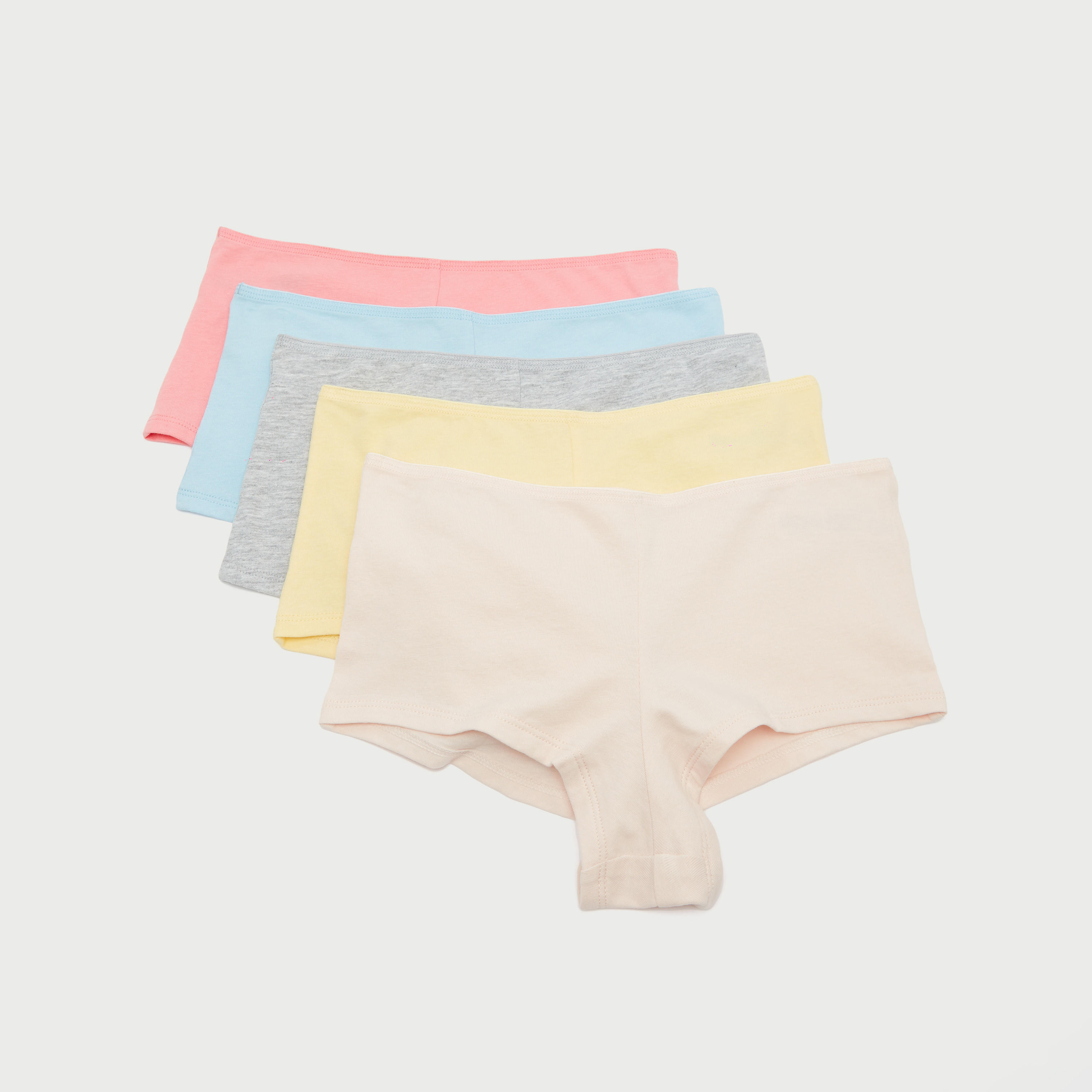 Set of 5 - Solid Boyshort Briefs with Elasticised Waistband-women-clothing-lingerie-panties-image-1