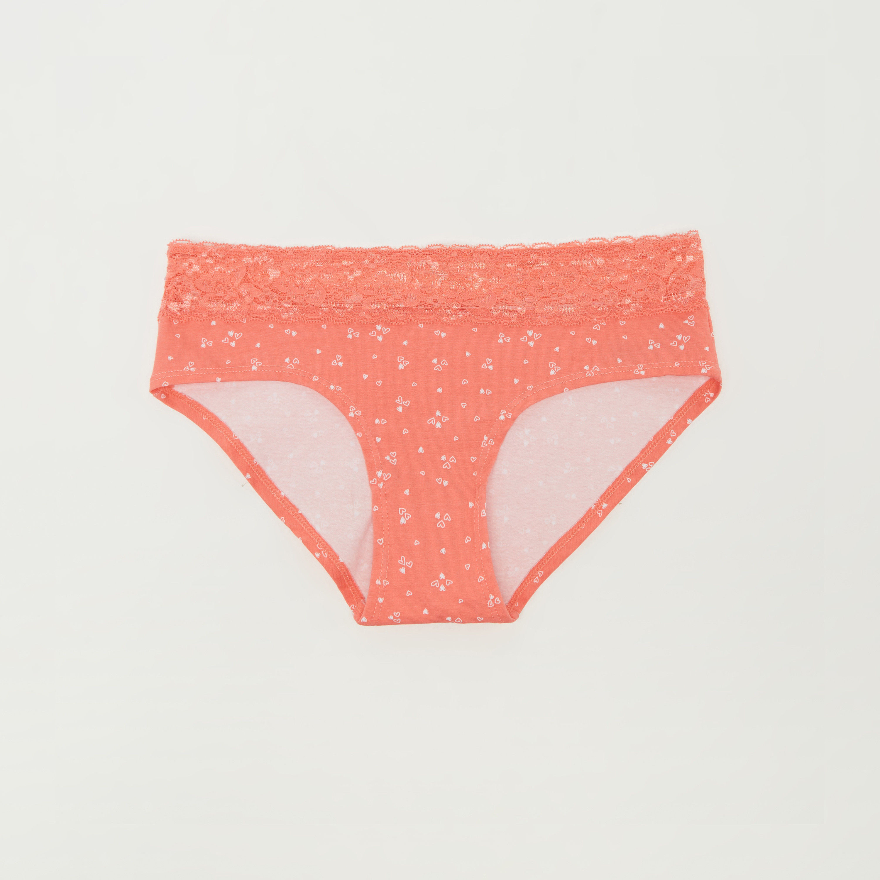 Heart Print Bikini Briefs with Lace Waistband-women-clothing-lingerie-panties-image-1