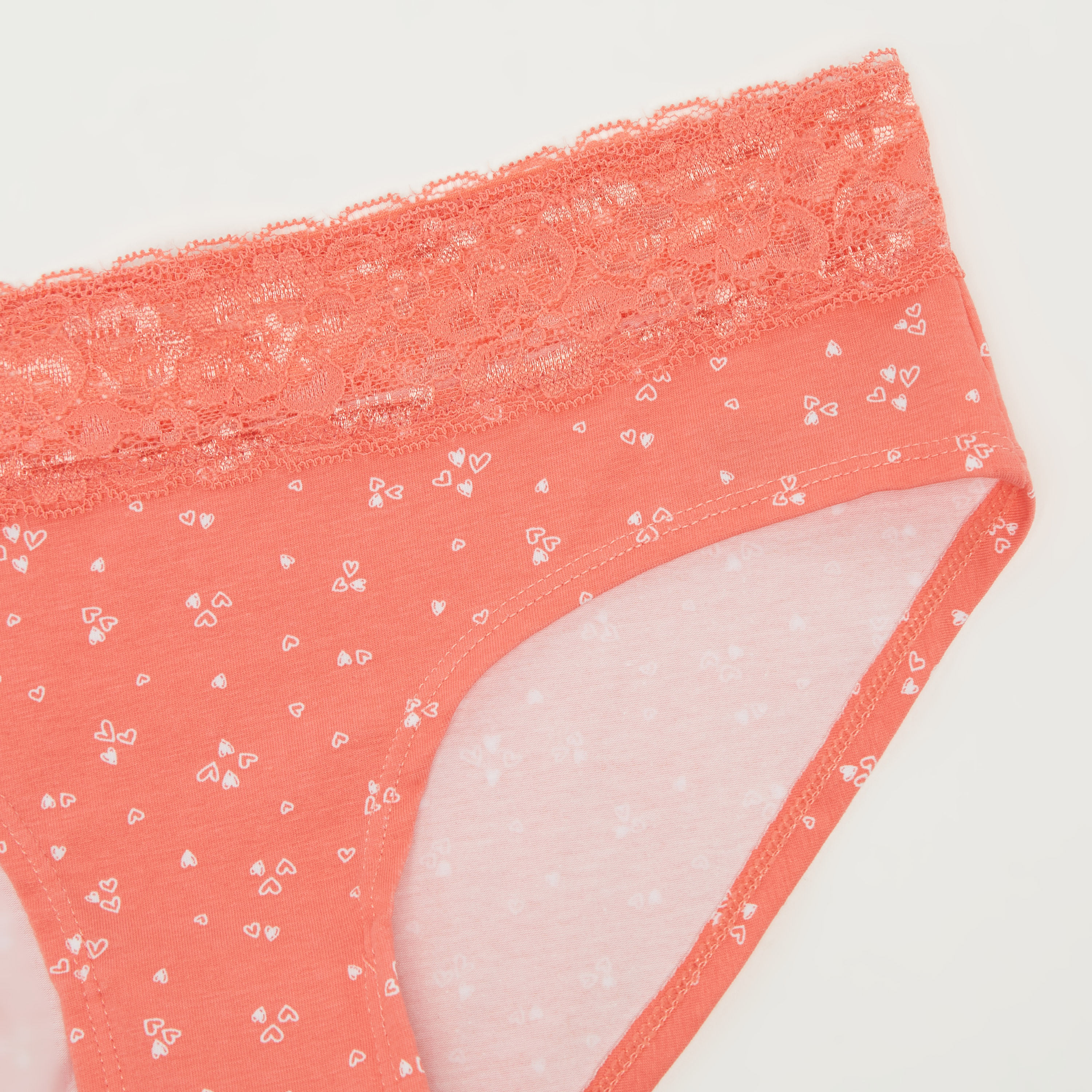Heart Print Bikini Briefs with Lace Waistband-women-clothing-lingerie-panties-image-2
