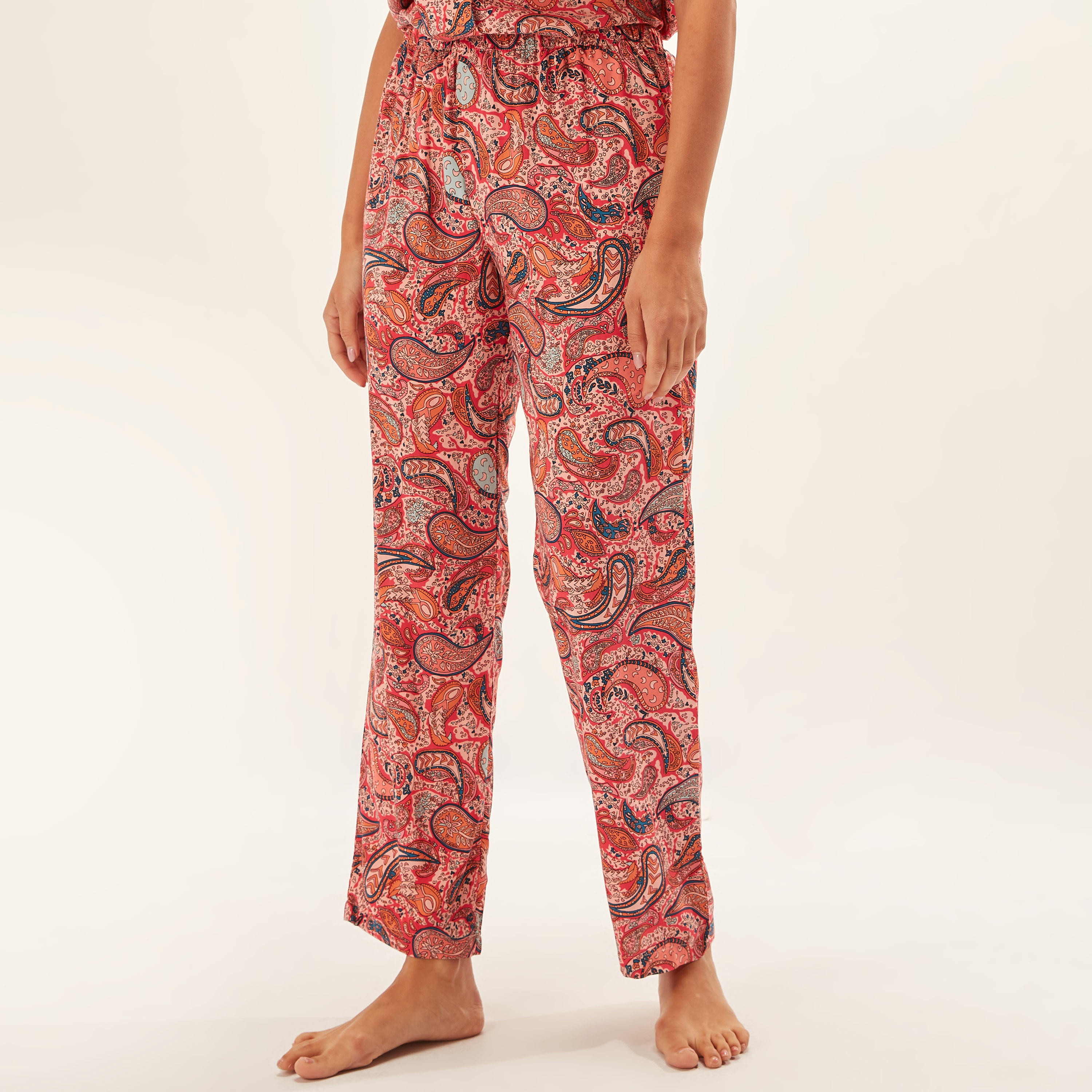 All Over Floral Print Shirt with Short Sleeves and Full Length Pyjama Set-women-clothing-nightwear-pyjamas-longsets-image-5