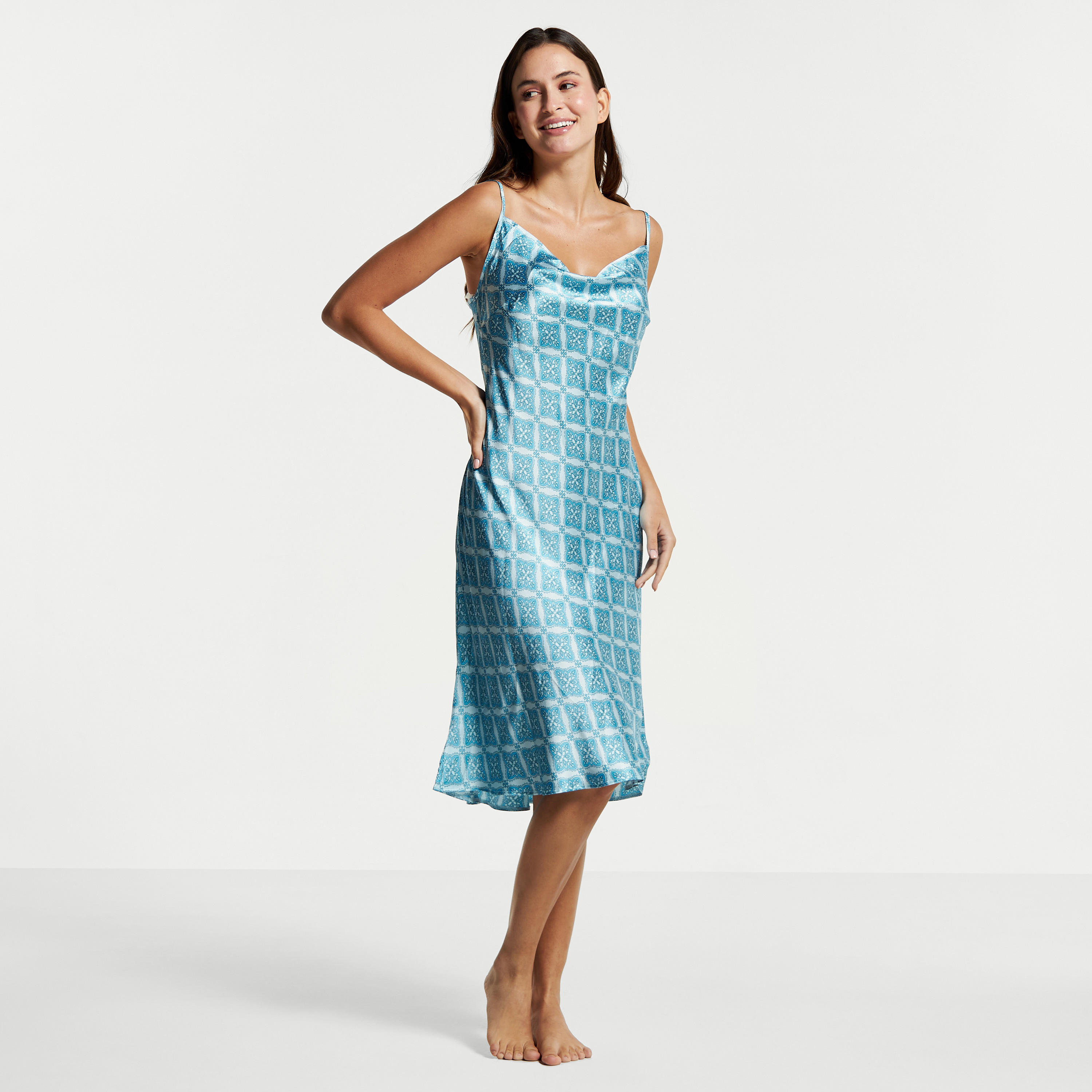 Printed Satin Night Gown with Spaghetti Straps-women-clothing-nightwear-nighties-image-2