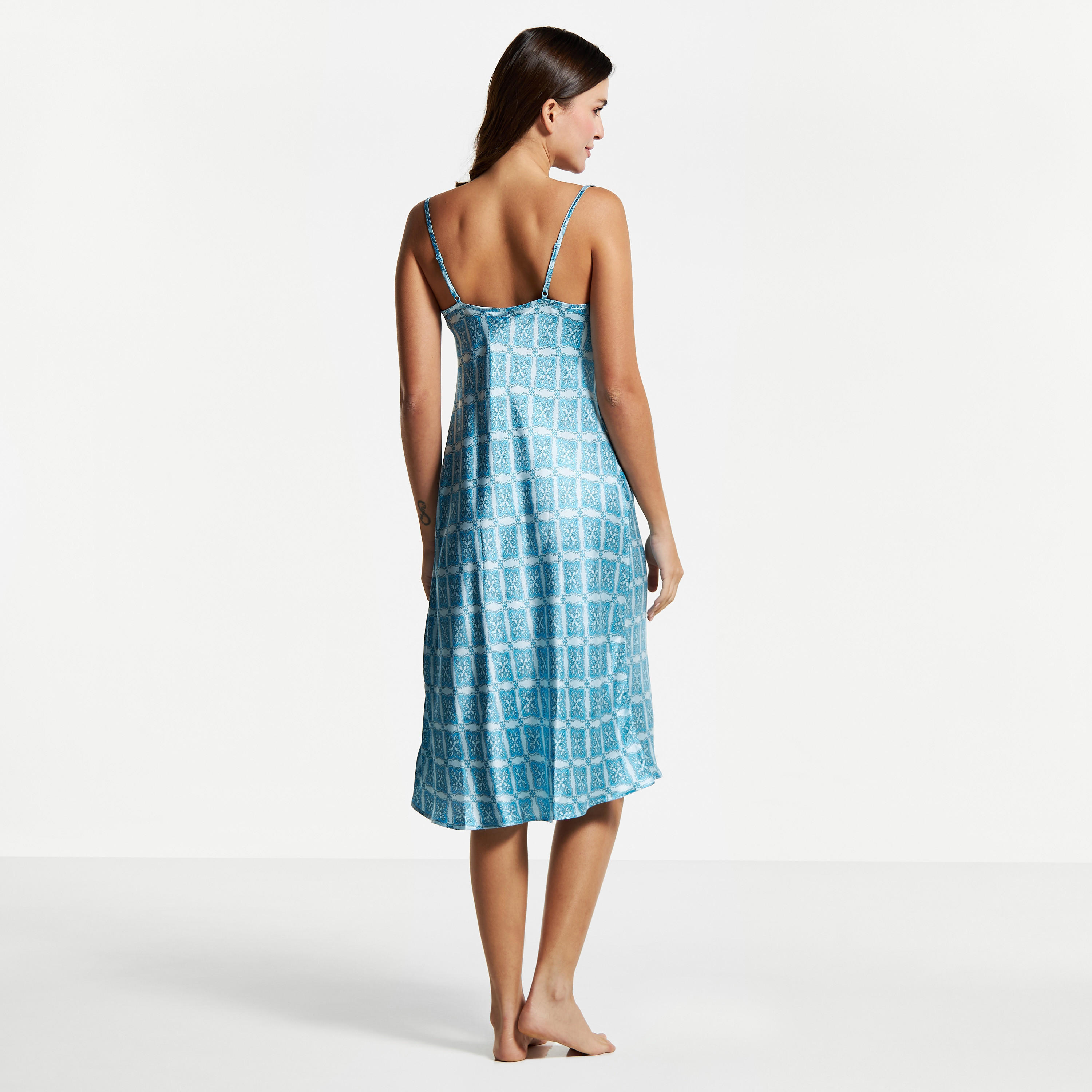 Printed Satin Night Gown with Spaghetti Straps-women-clothing-nightwear-nighties-image-3