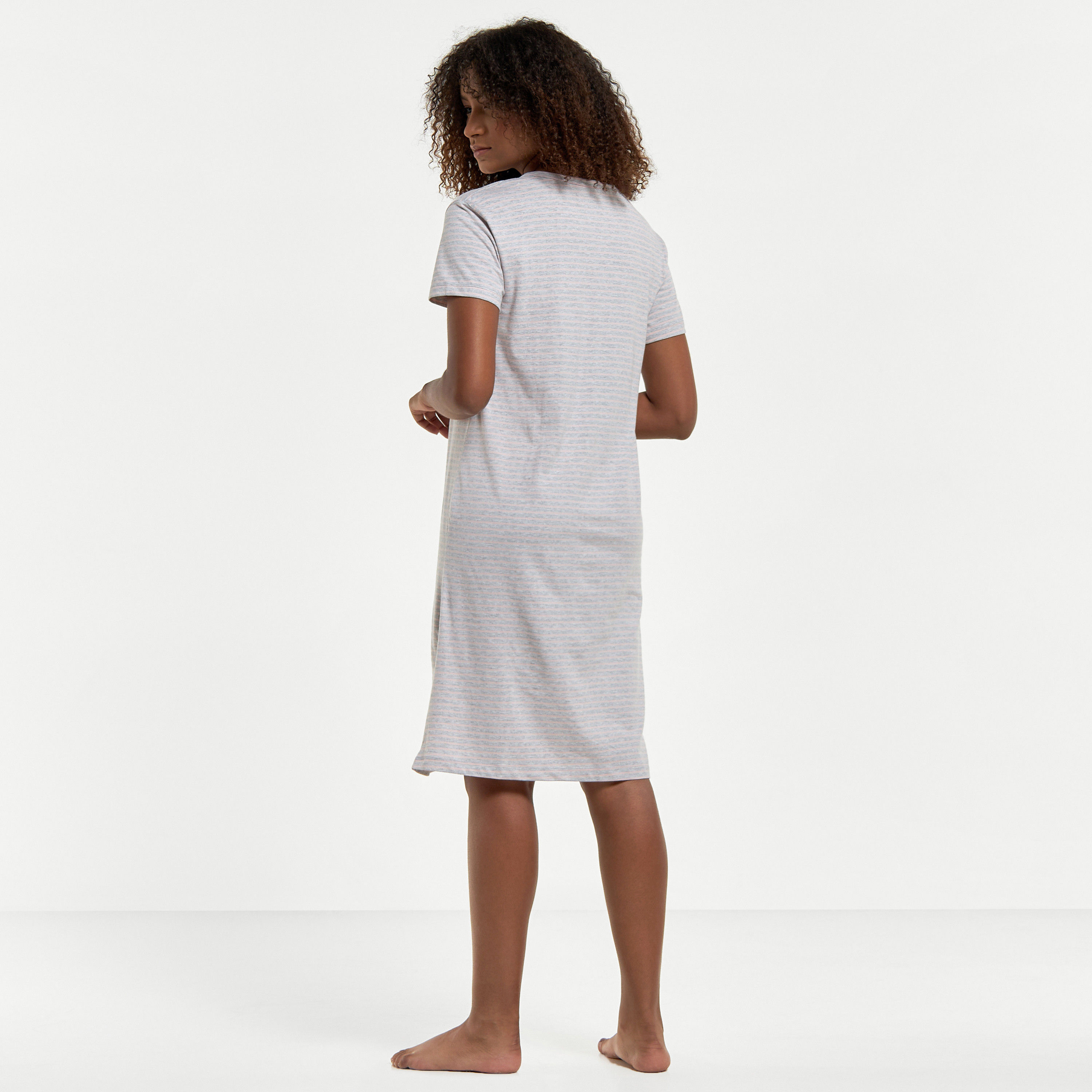 Striped Sleepshirt with Short Sleeves and Button Closure-women-clothing-nightwear-nighties-image-3