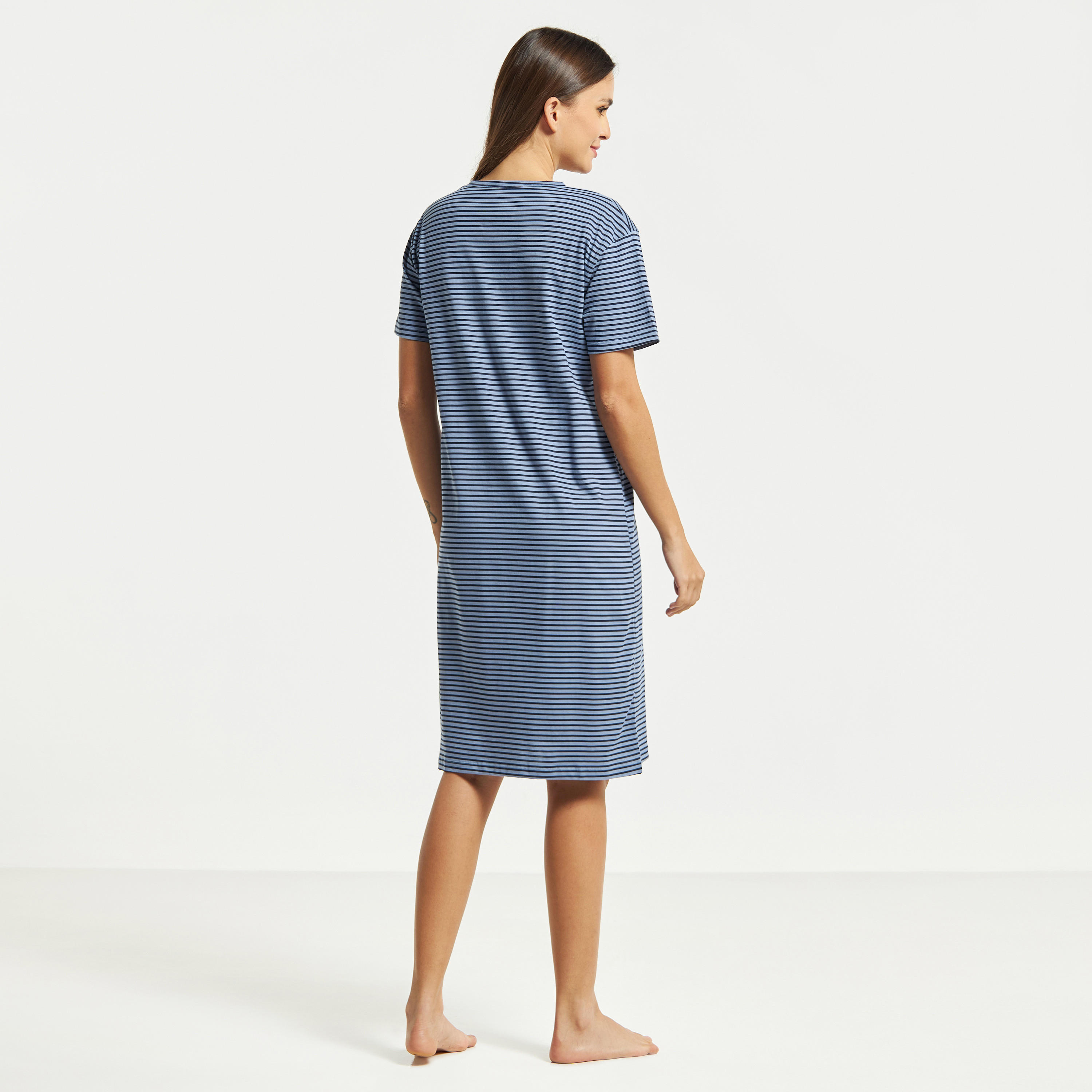 Striped Sleepshirt with Short Sleeves and Button Closure-women-clothing-nightwear-nighties-image-7