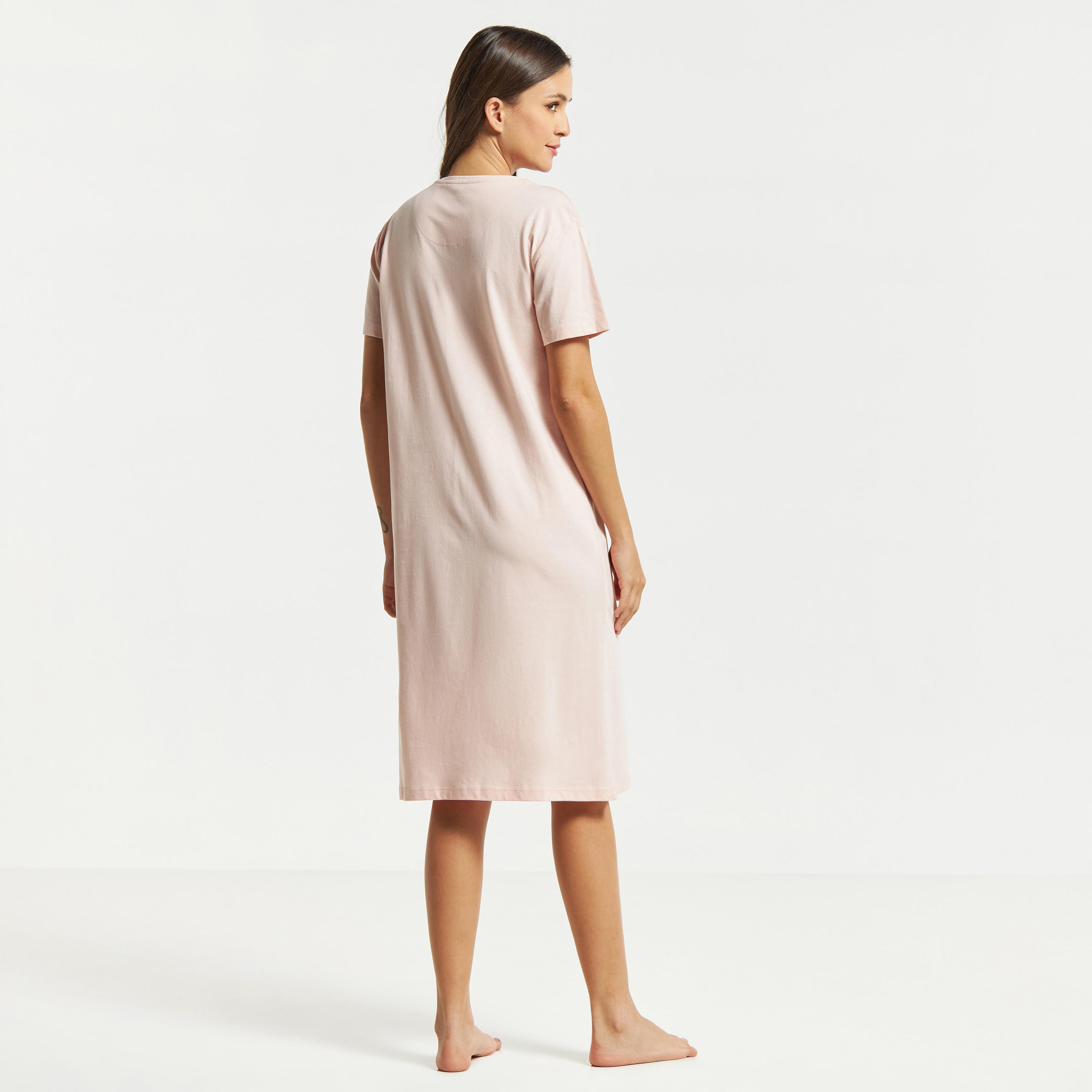 Slogan Print Sleepshirt with Short Sleeves and Round Neck-women-clothing-nightwear-nighties-image-3