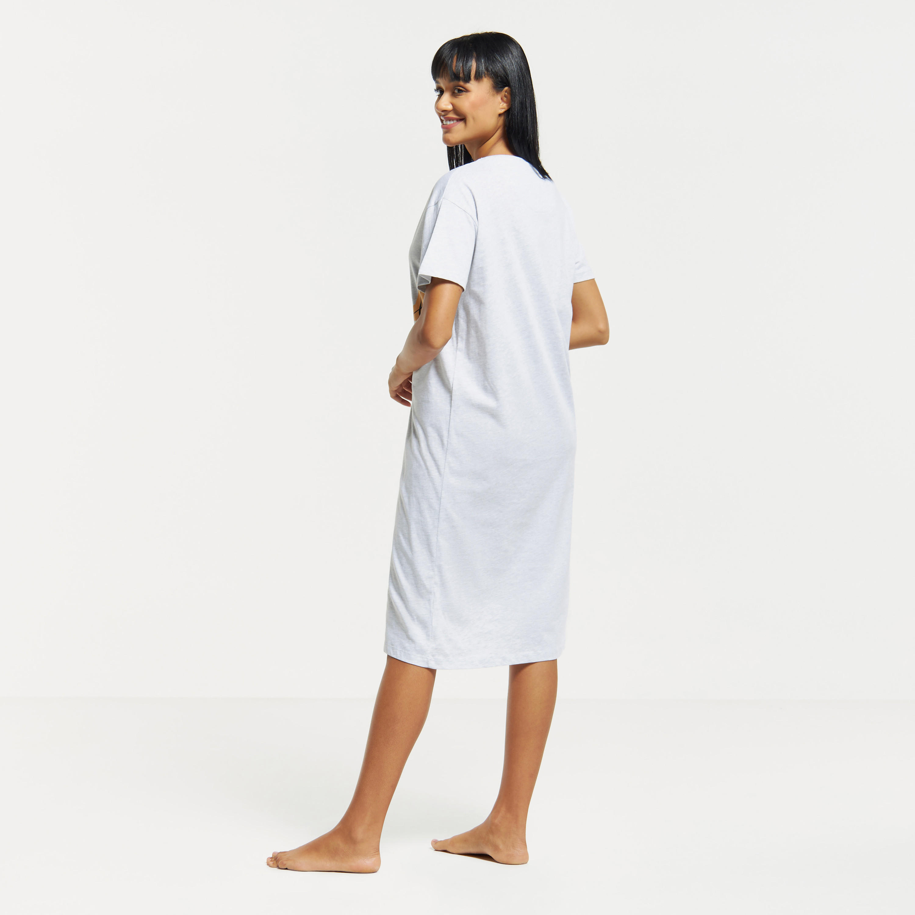 Slogan Print Sleepshirt with Short Sleeves and Round Neck-women-clothing-nightwear-nighties-image-7