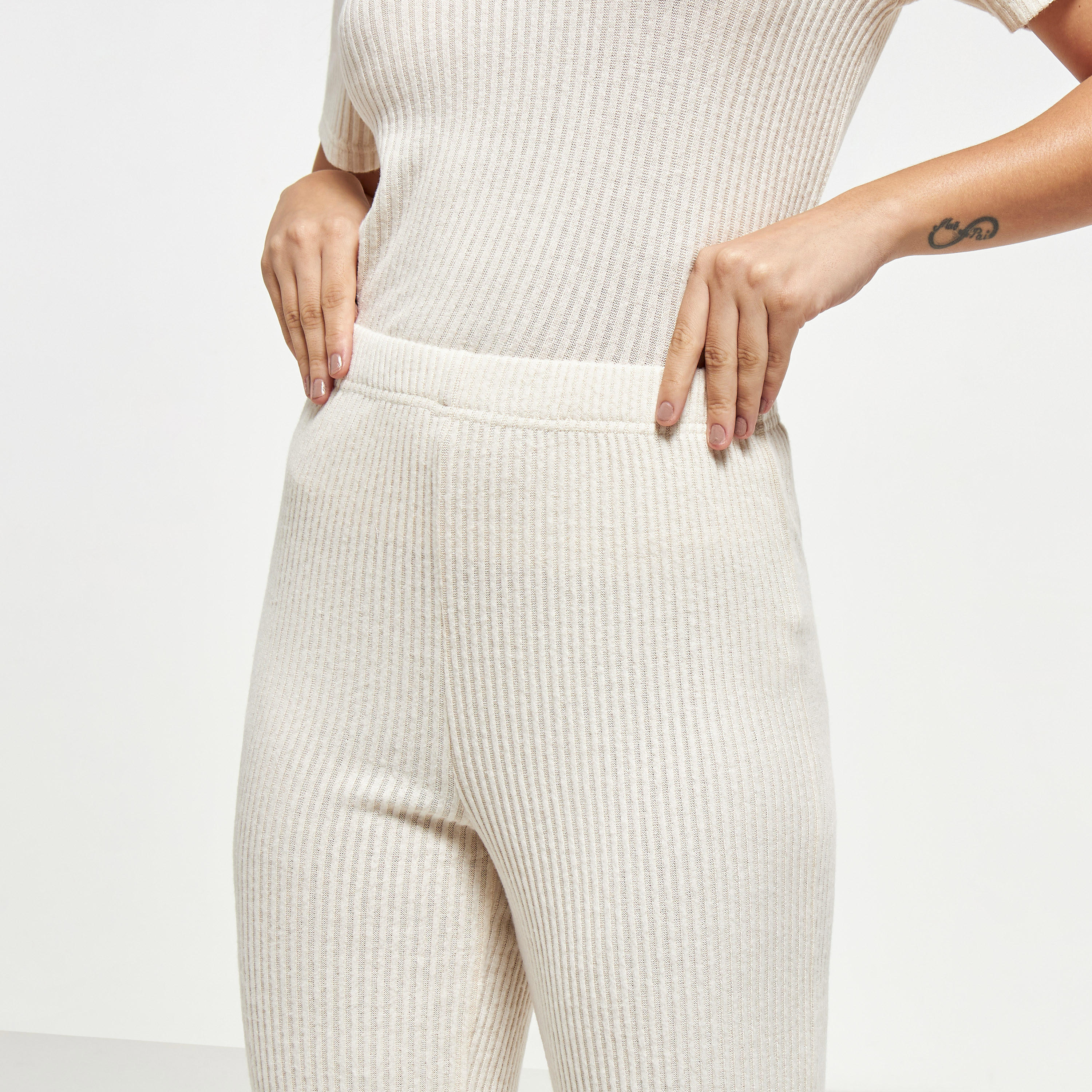 Ribbed Short Sleeve T-shirt and Full Length Pyjama Set-women-clothing-nightwear-pyjamas-longsets-image-5