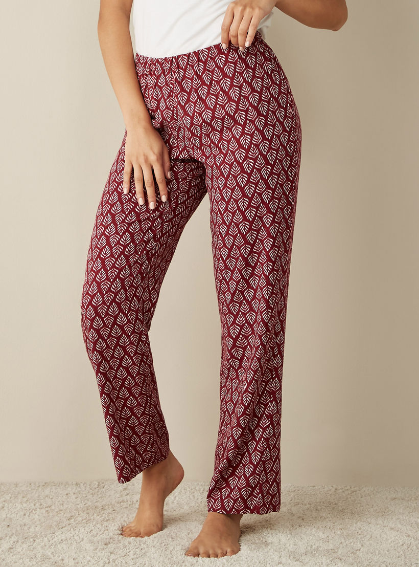 طقم بنطلون بيجاما وتيشيرت بأكمام قصيرة وطبعات-women-clothing-nightwear-pyjamas-longsets-image-3