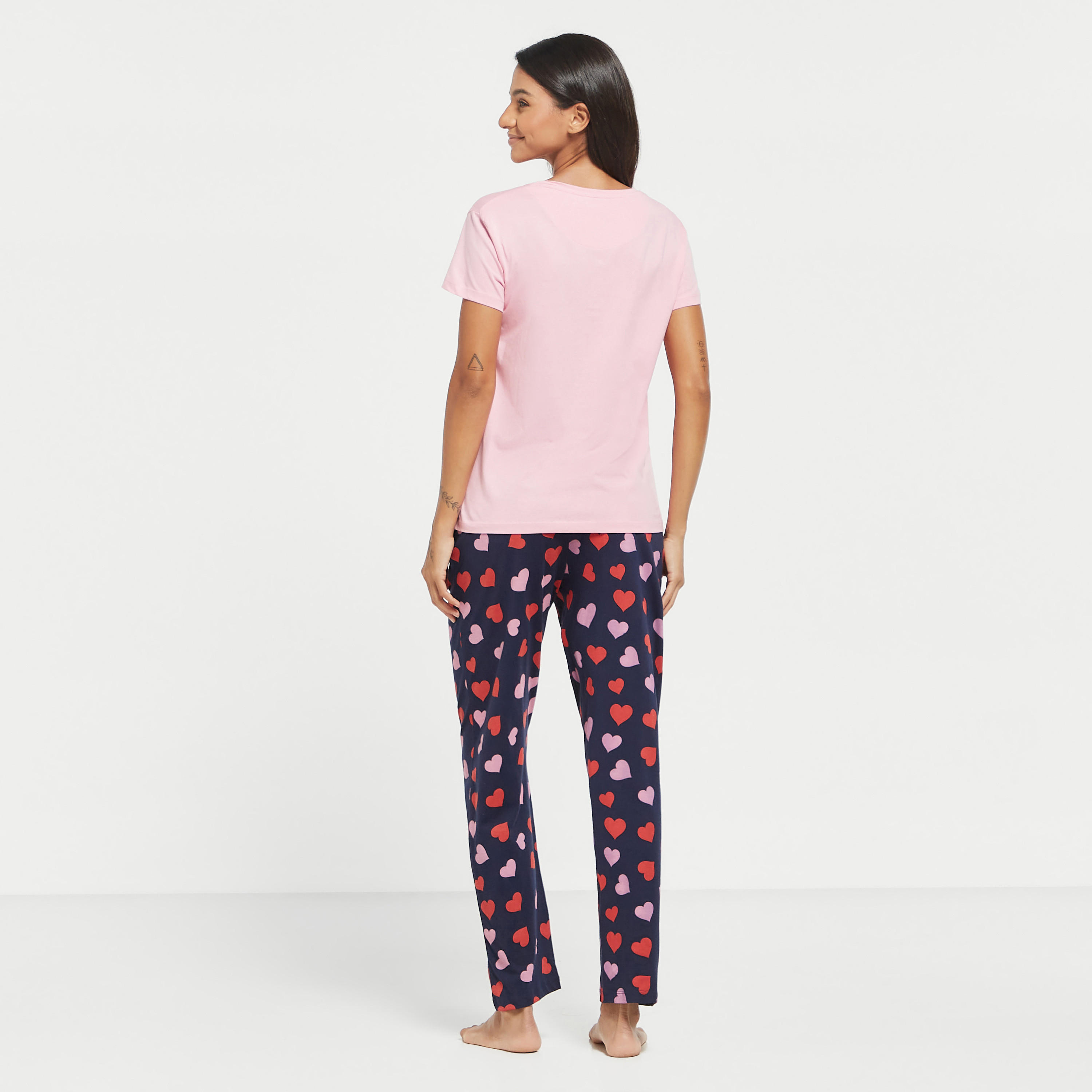 Printed Short Sleeves T-shirt and Pyjama Set-women-clothing-nightwear-pyjamas-longsets-image-2