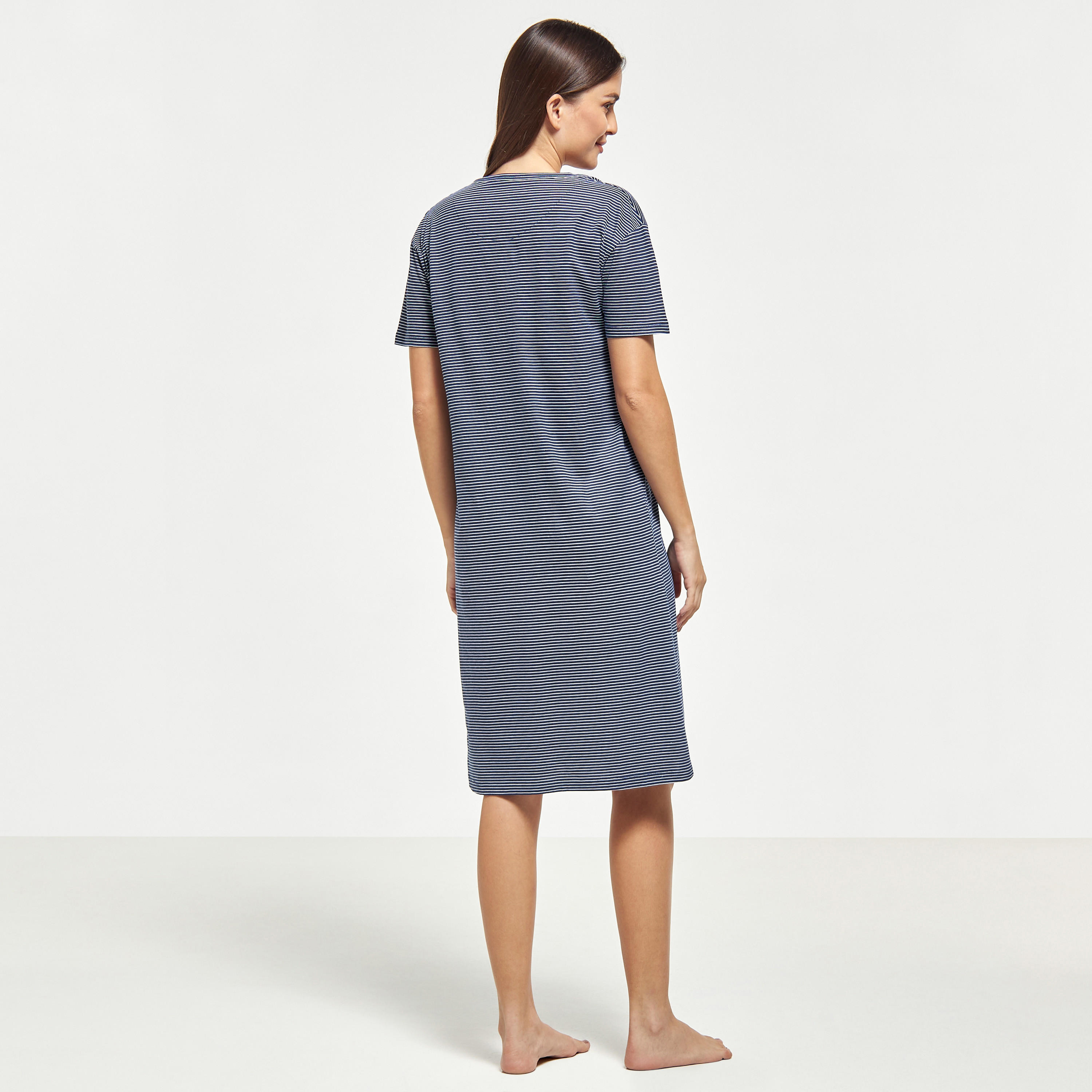 Striped Sleepshirt with Short Sleeves and Button Closure-women-clothing-nightwear-nighties-image-3