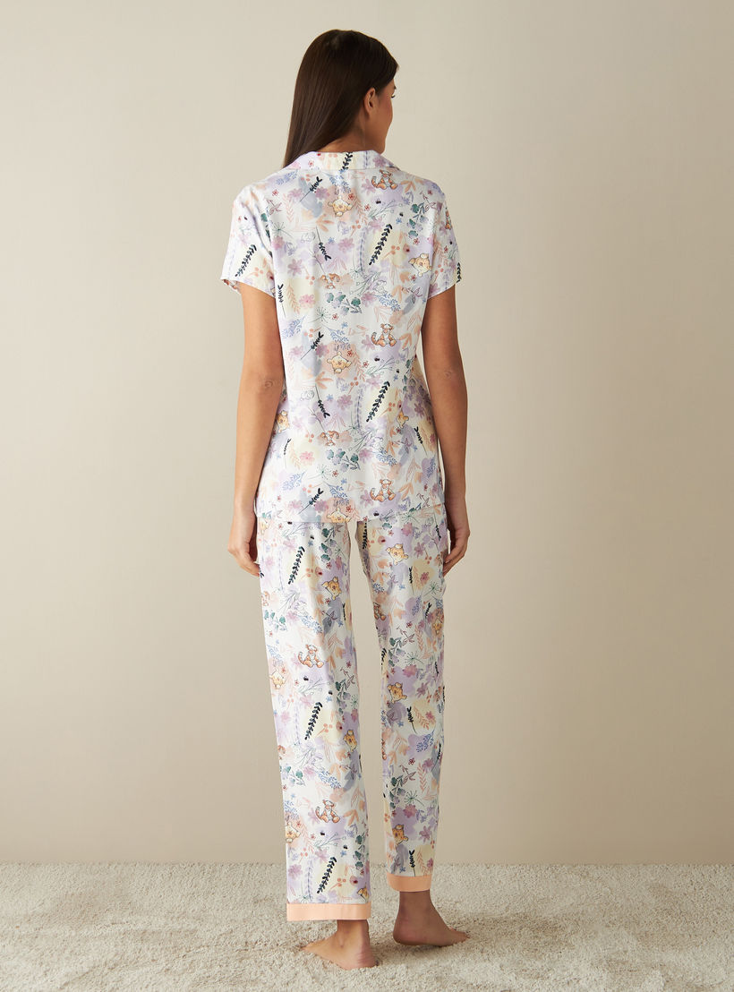 طقم بنطلون بيجاما وقميص بطبعات ويني ذا بو-women-clothing-nightwear-pyjamas-longsets-image-2