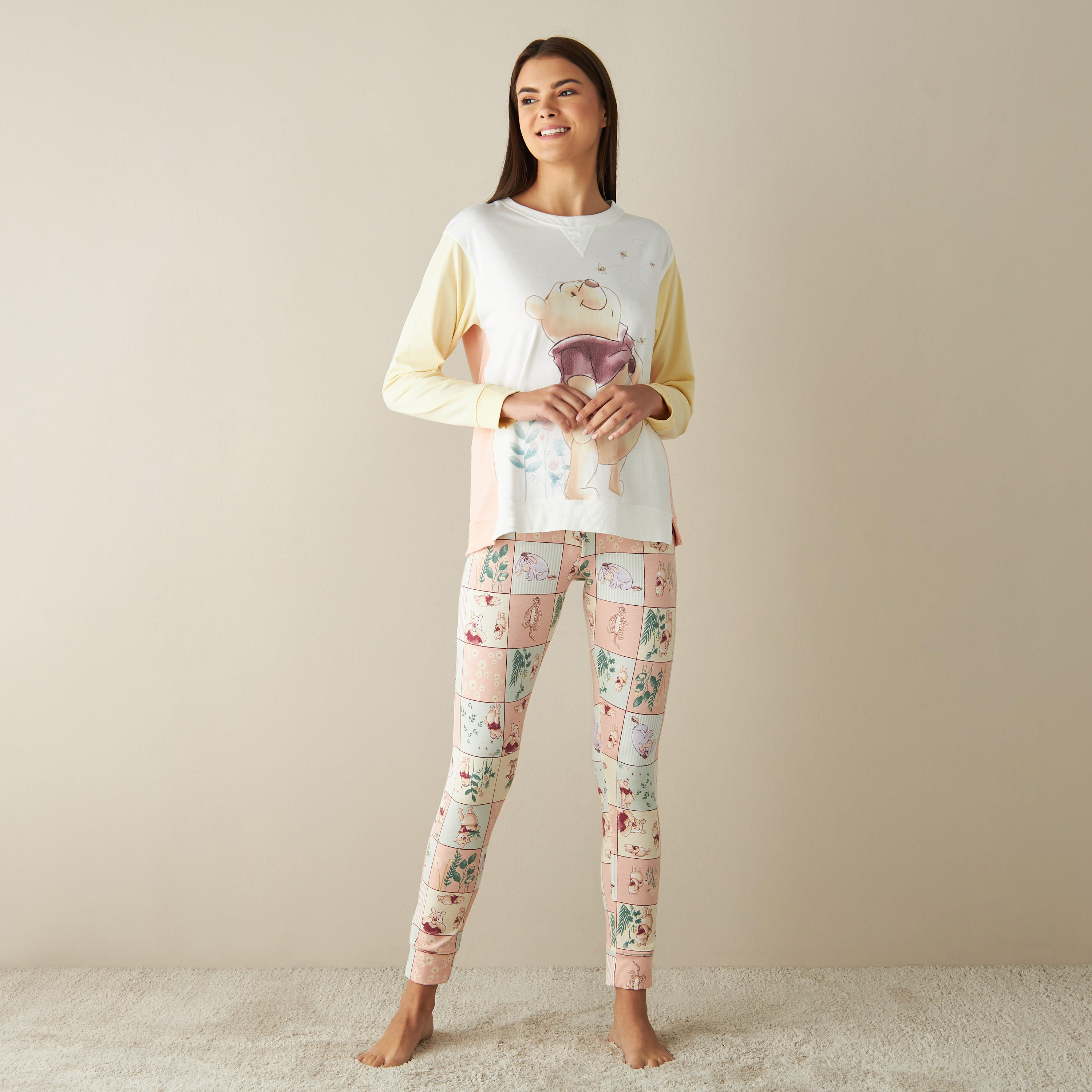 سويت شيرت بأكمام طويلة وطبعات ويني ذا بوه-women-clothing-nightwear-pyjamas-longsets-image-1