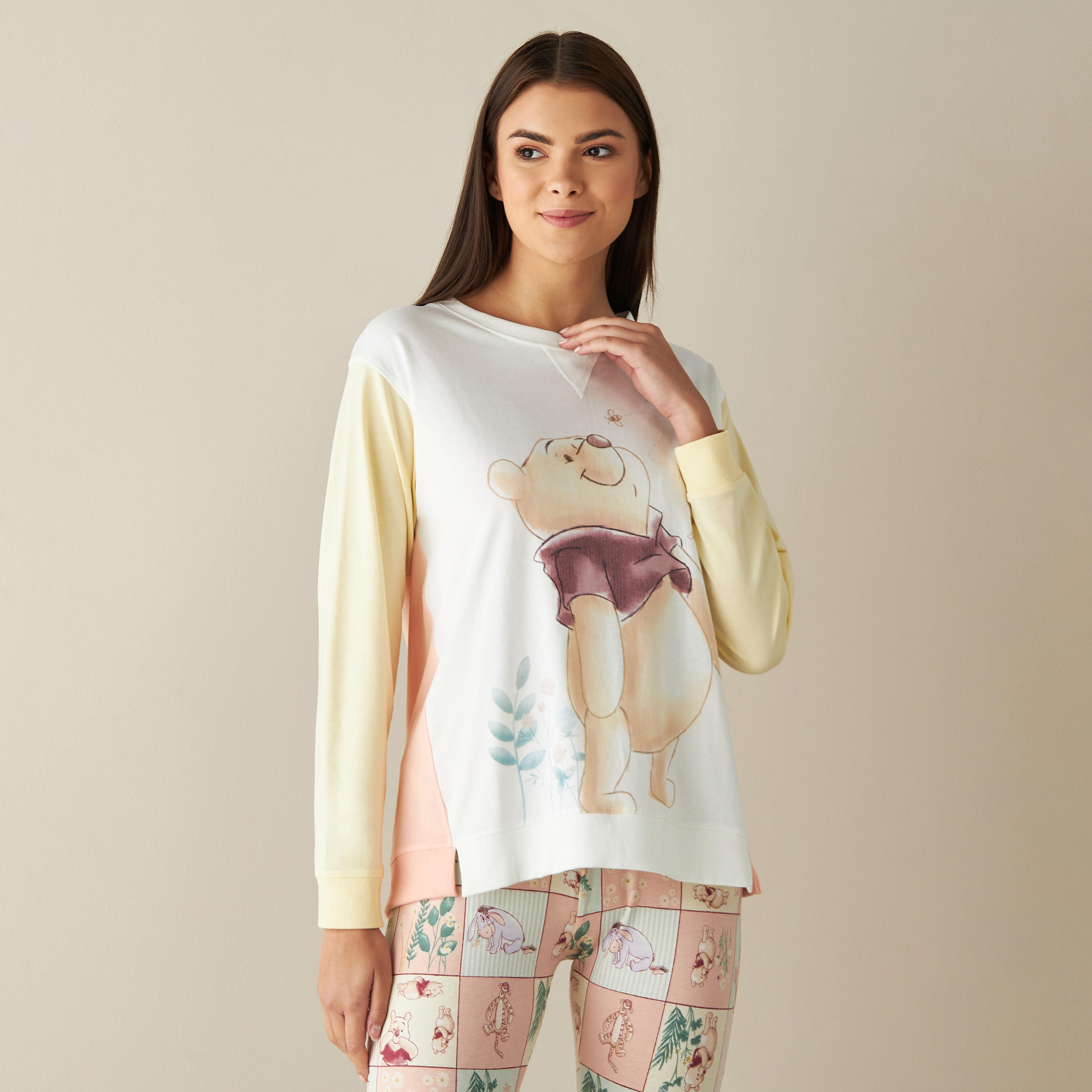 سويت شيرت بأكمام طويلة وطبعات ويني ذا بوه-women-clothing-nightwear-pyjamas-longsets-image-3