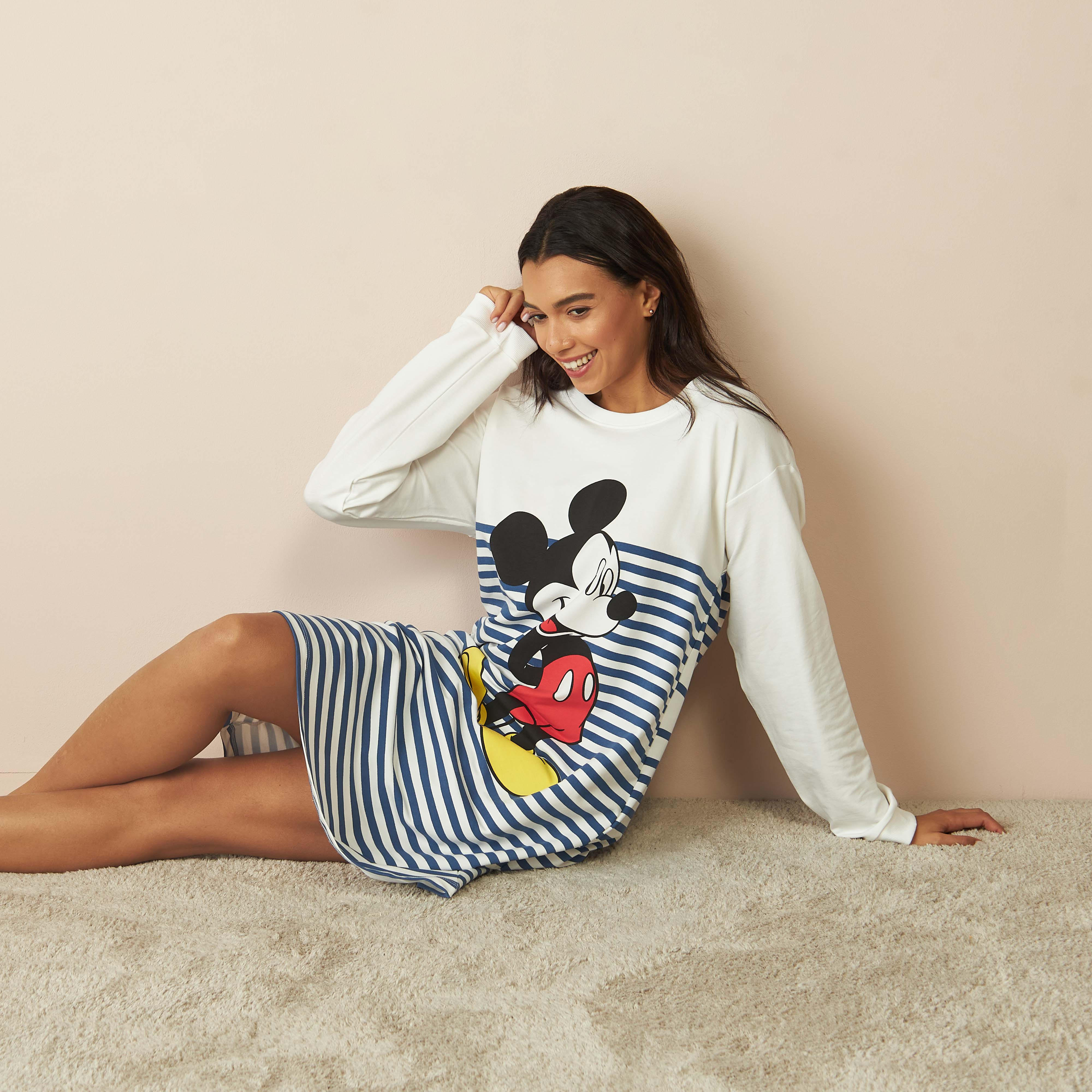 قميص نوم بأكمام  طويلة وطبعات ميكي ماوس-women-clothing-nightwear-nighties-image-1