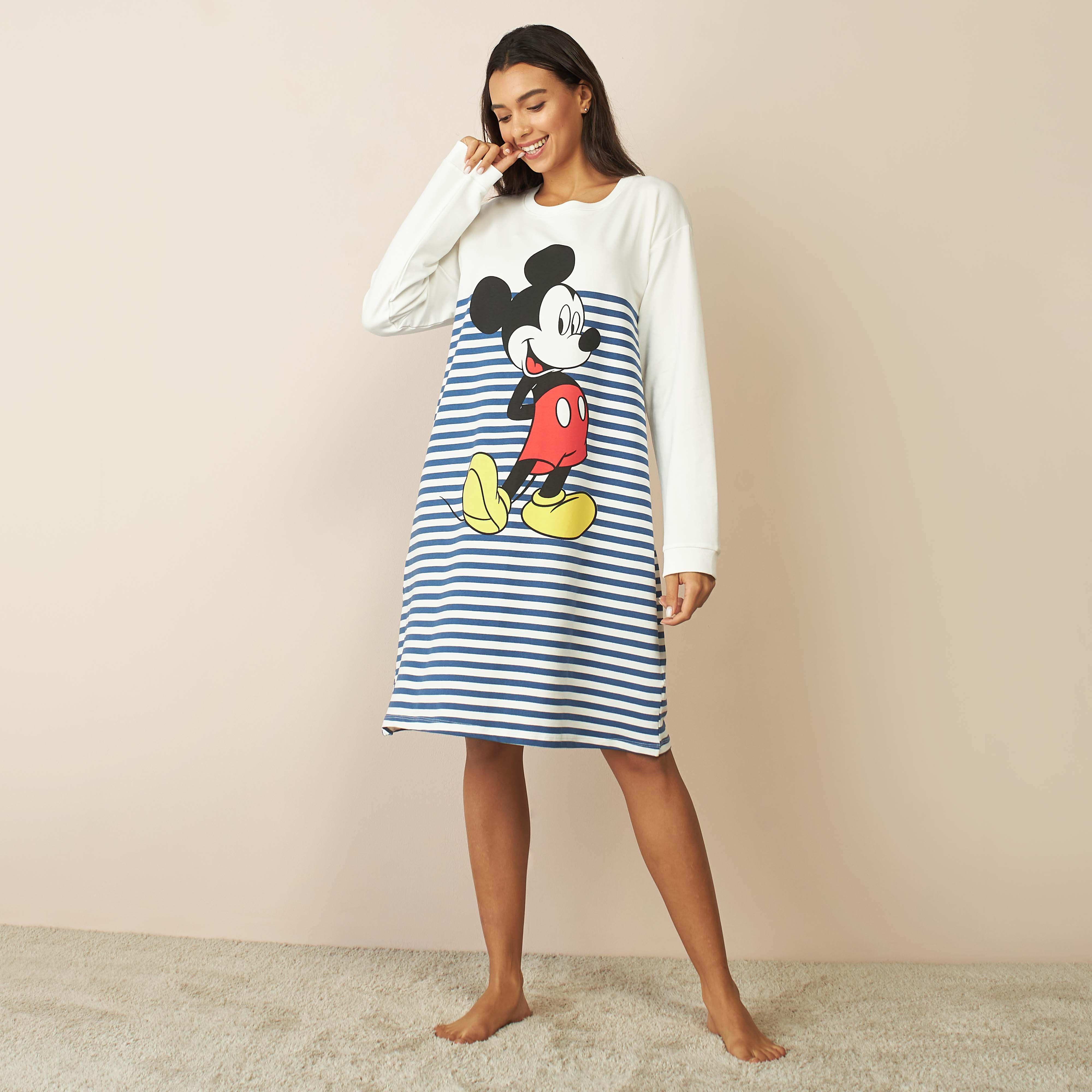 قميص نوم بأكمام  طويلة وطبعات ميكي ماوس-women-clothing-nightwear-nighties-image-2