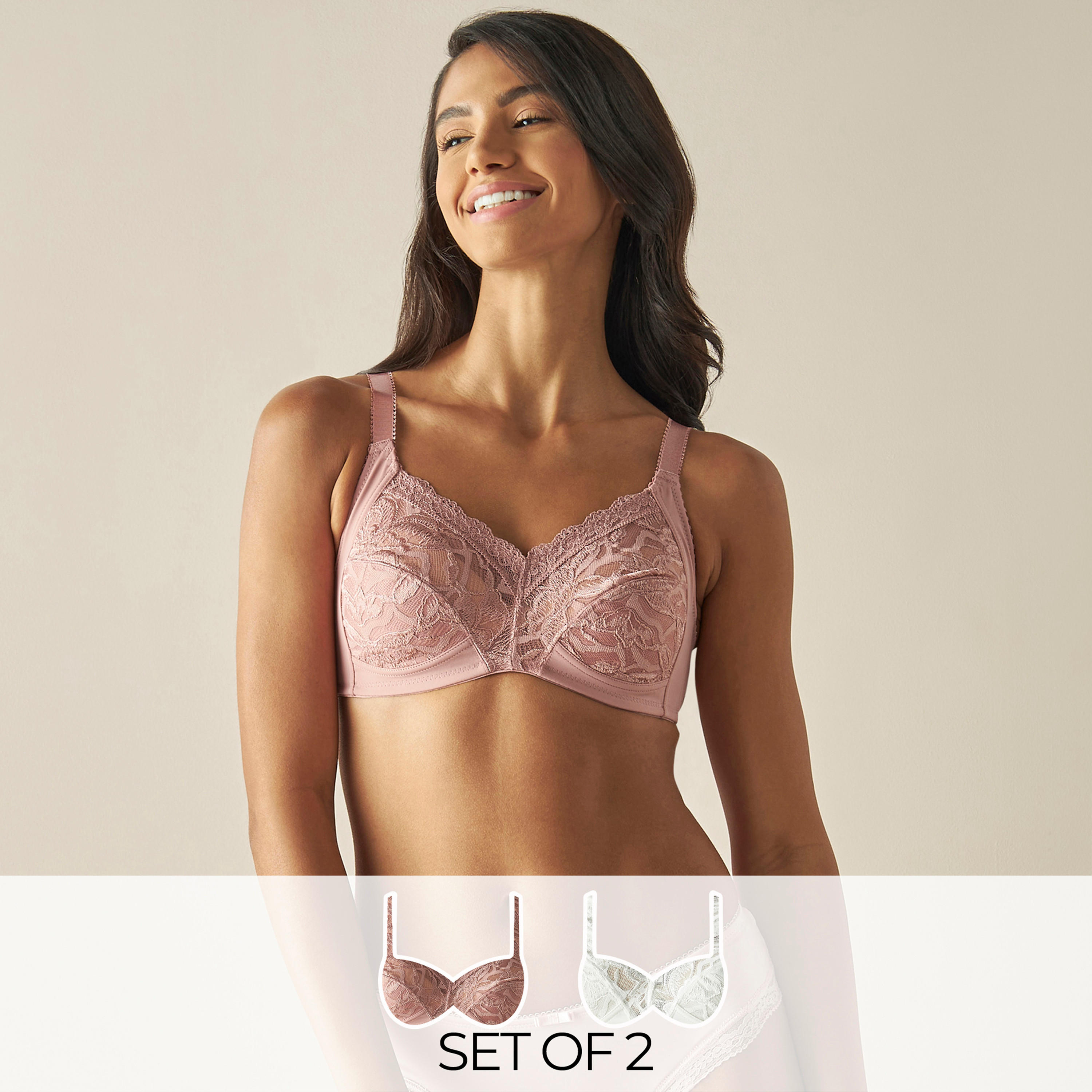 صدريّة مبطنة دون سلك بتفاصيل دانتيل - قطعتين-women-clothing-lingerie-bras-image-1