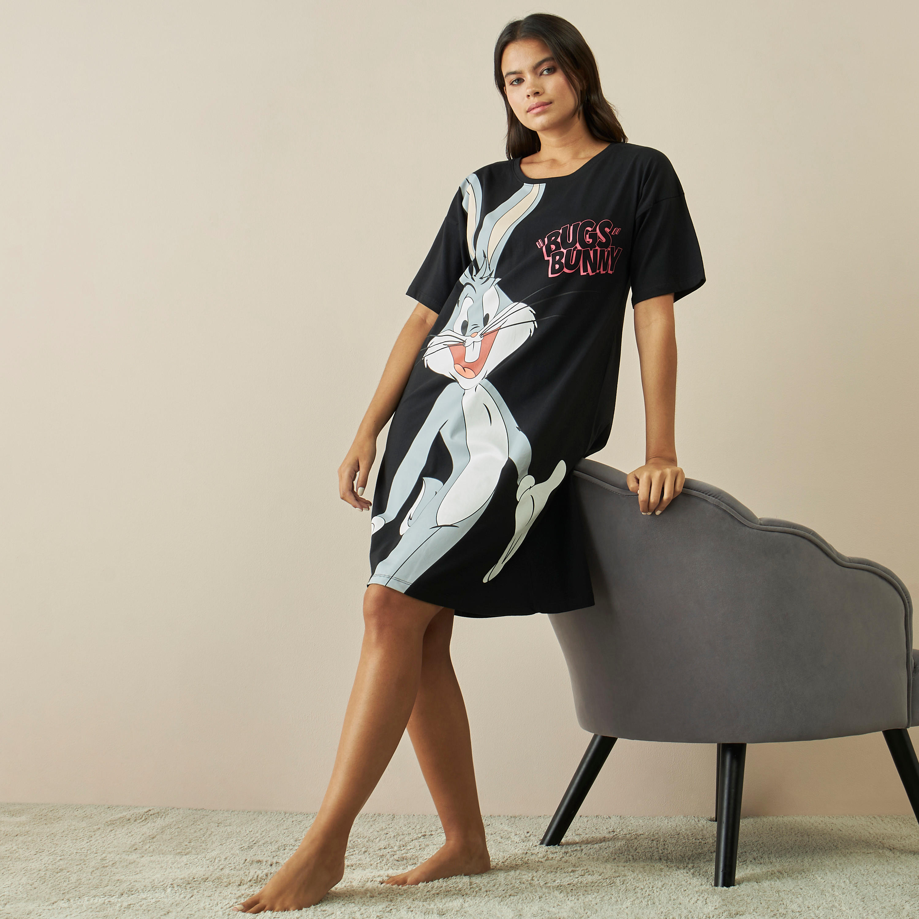 قميص نوم بأكمام قصيرة وطبعات-women-clothing-nightwear-nighties-image-2