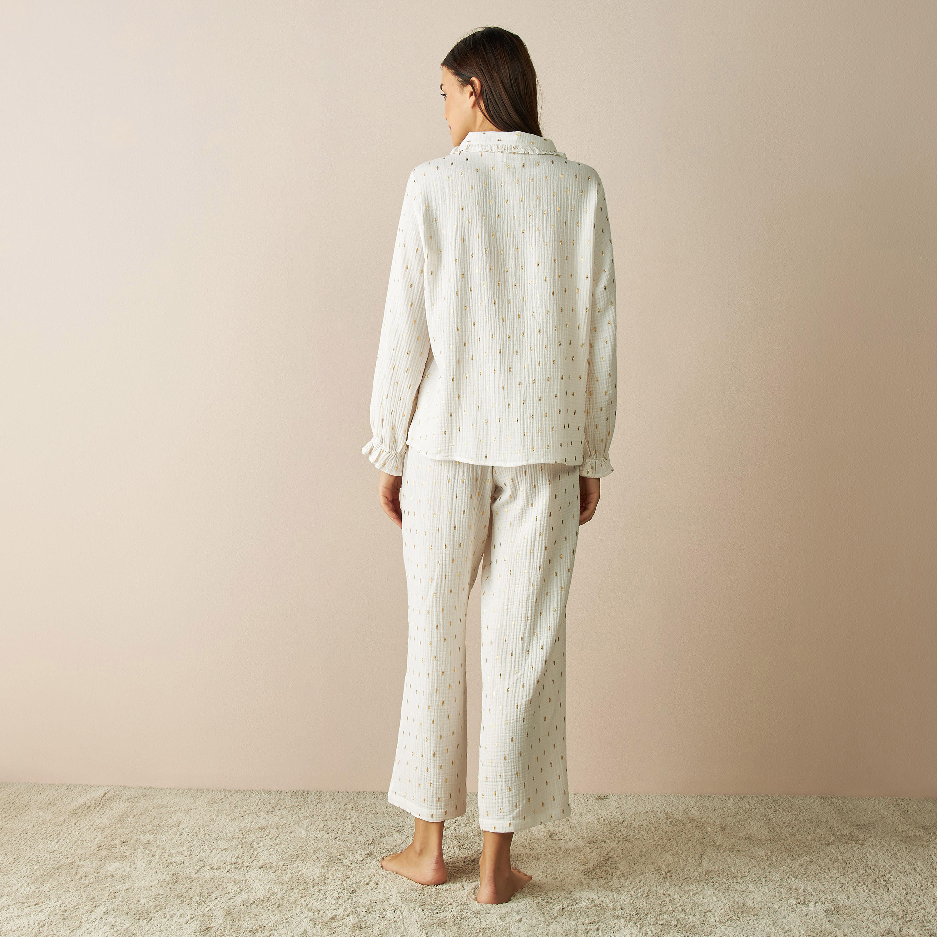 Textured Long Sleeves Shirt and Pyjama Set-women-clothing-nightwear-pyjamas-longsets-image-3