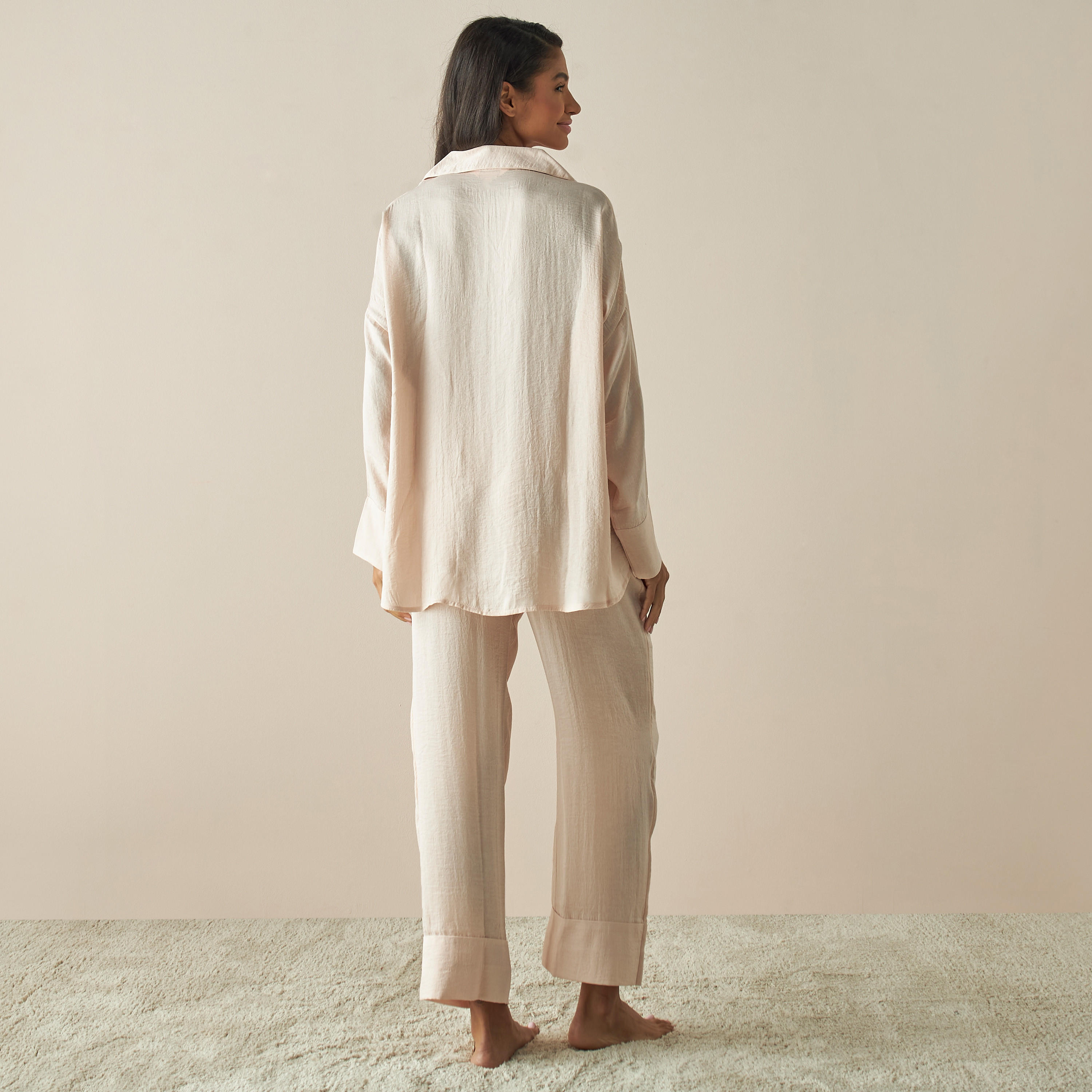طقم بيجاما وقميص بارز الملمس مقاس واسع بأكمام طويلة-women-clothing-nightwear-pyjamas-longsets-image-2