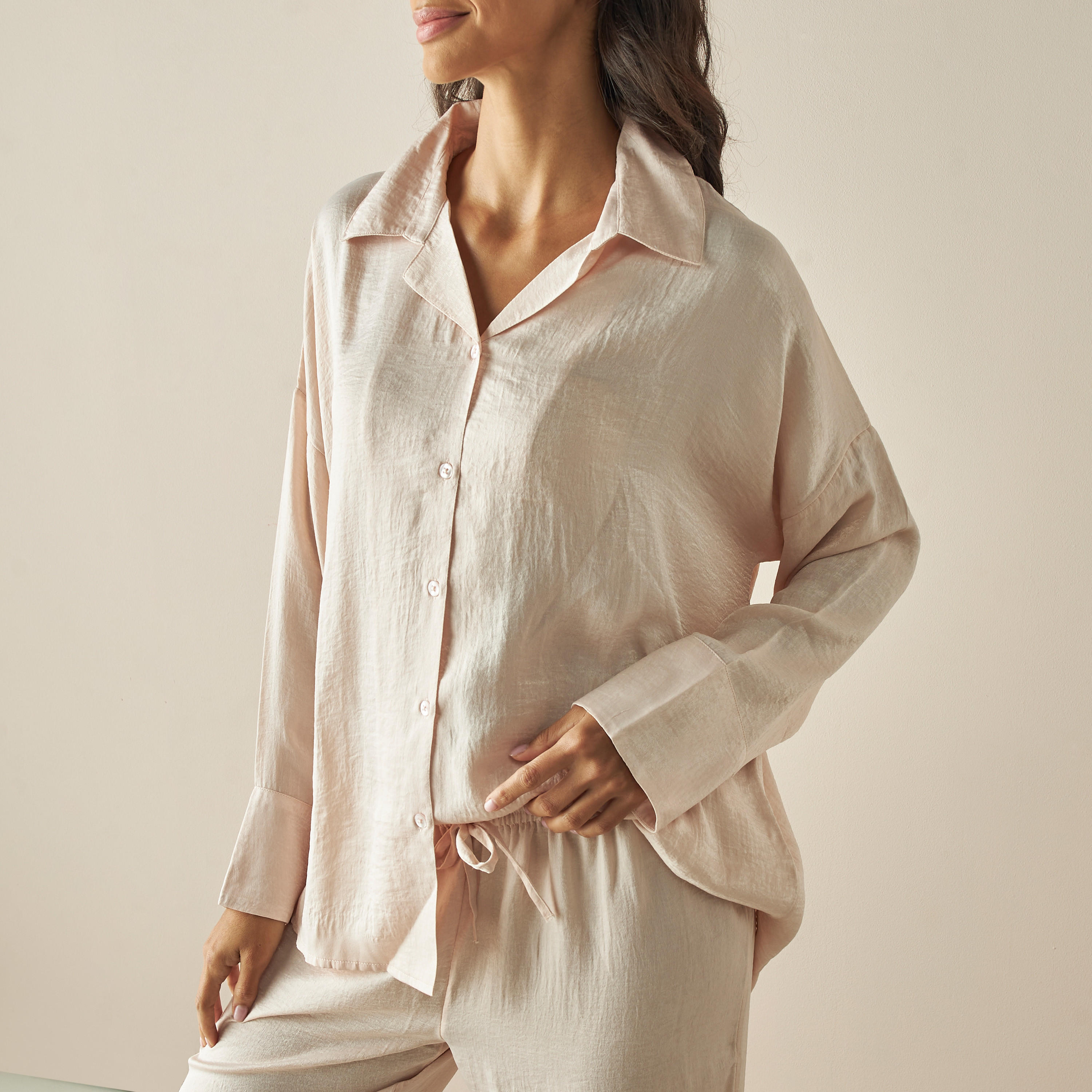 طقم بيجاما وقميص بارز الملمس مقاس واسع بأكمام طويلة-women-clothing-nightwear-pyjamas-longsets-image-5