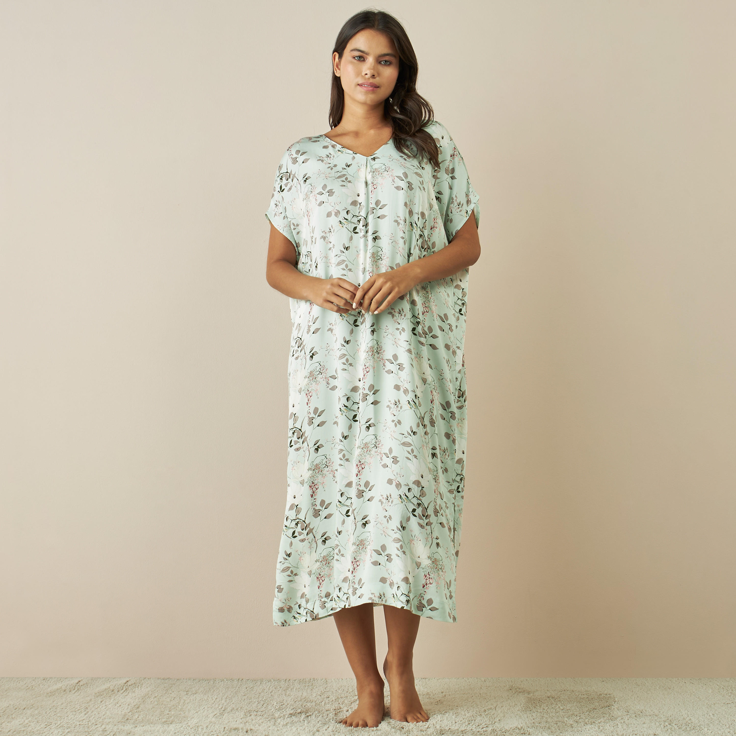 ثوب قفطان بطبعات زهور-women-clothing-nightwear-nighties-image-1