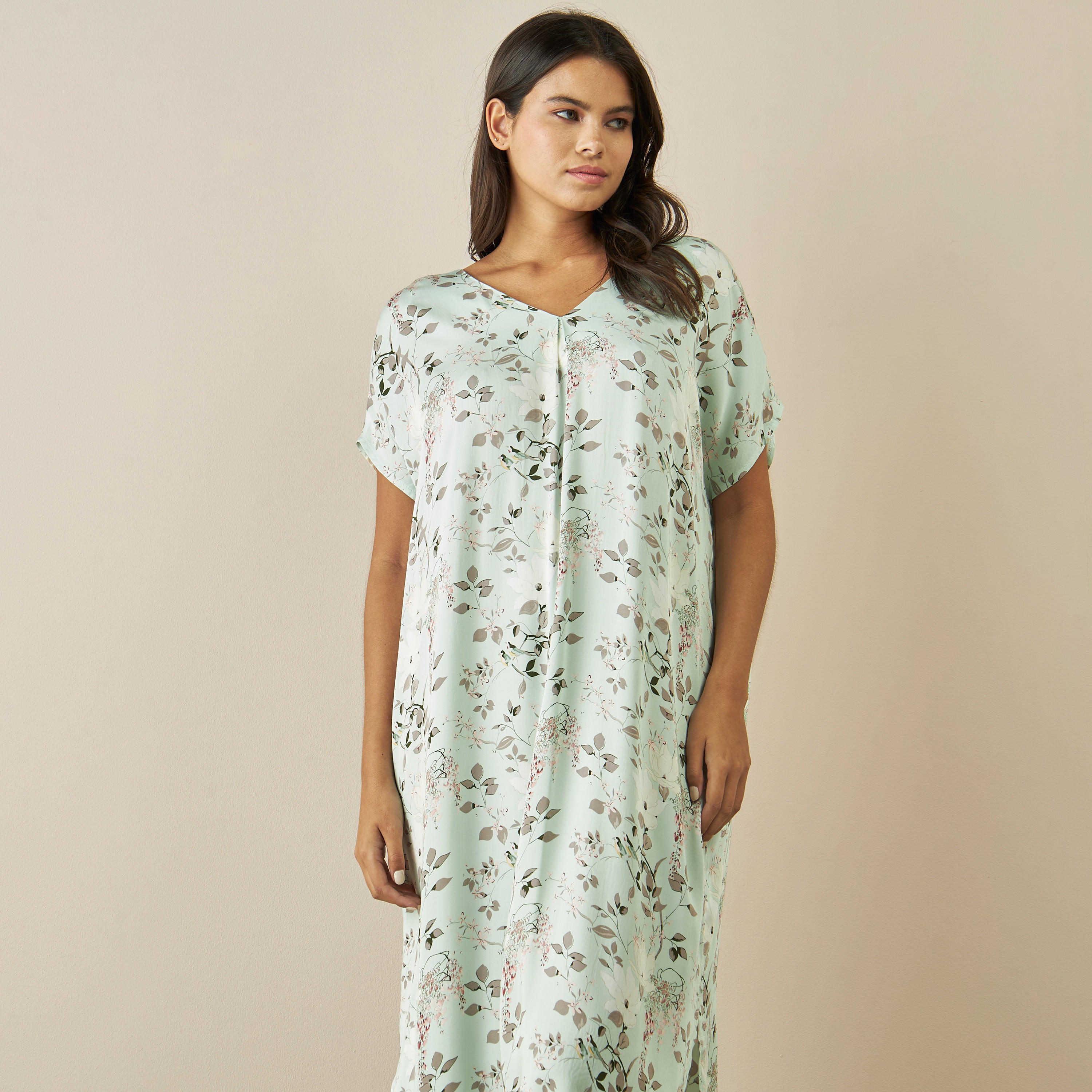 ثوب قفطان بطبعات زهور-women-clothing-nightwear-nighties-image-2