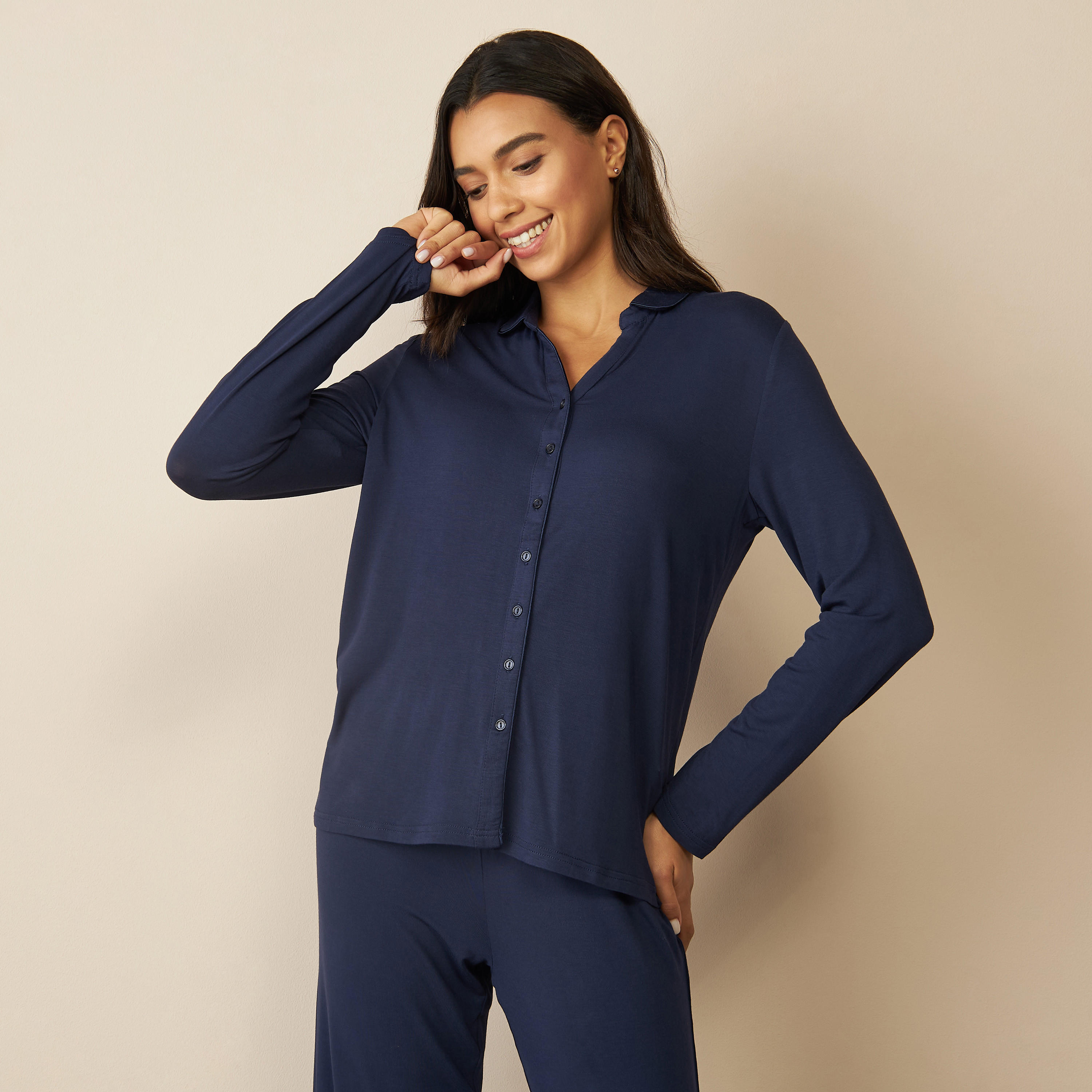 طقم بنطلون بيجاما وقميص بأكمام طويلة-women-clothing-nightwear-pyjamas-longsets-image-2