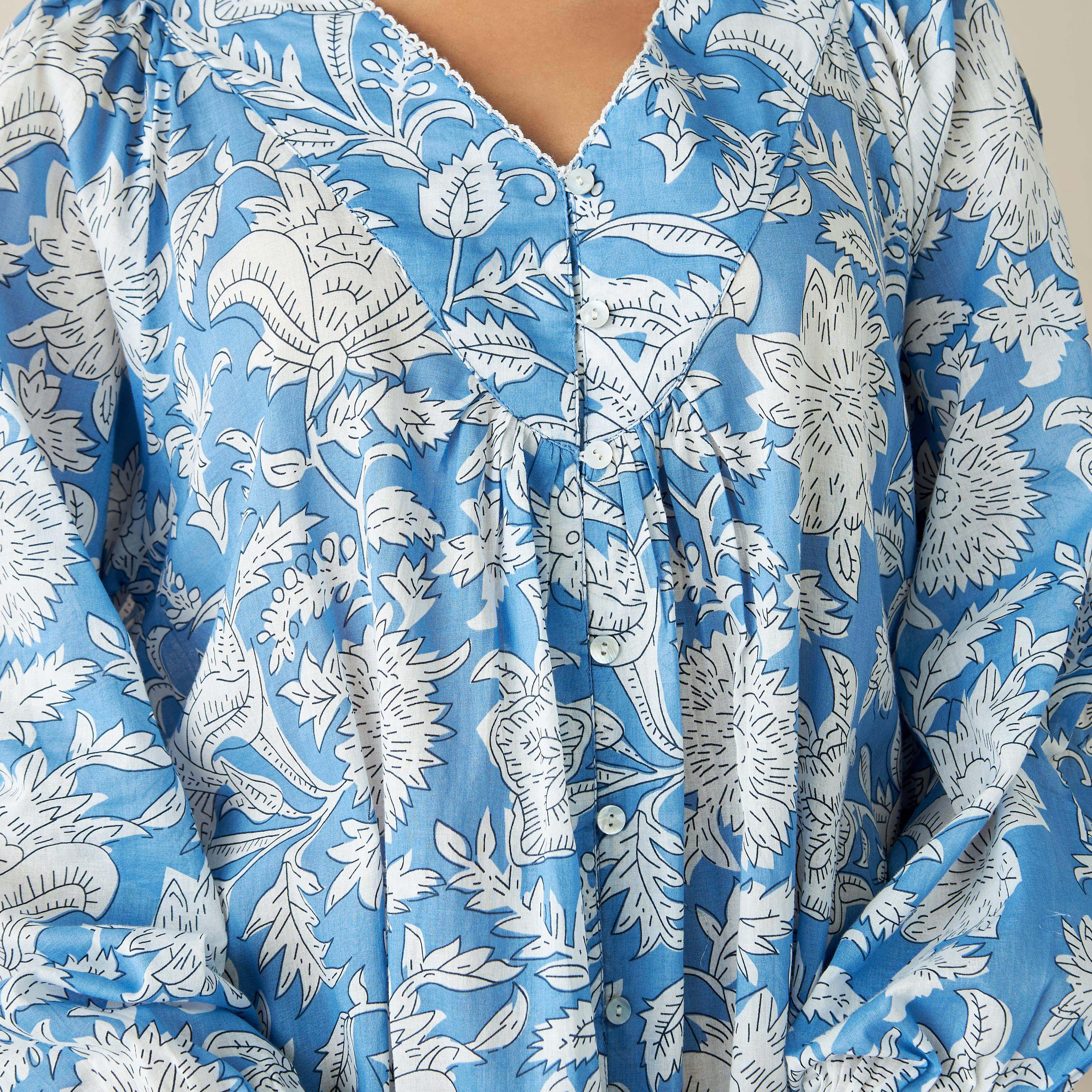 ثوب نوم بأكمام طويلة وطبعات أزهار-women-clothing-nightwear-nighties-image-4