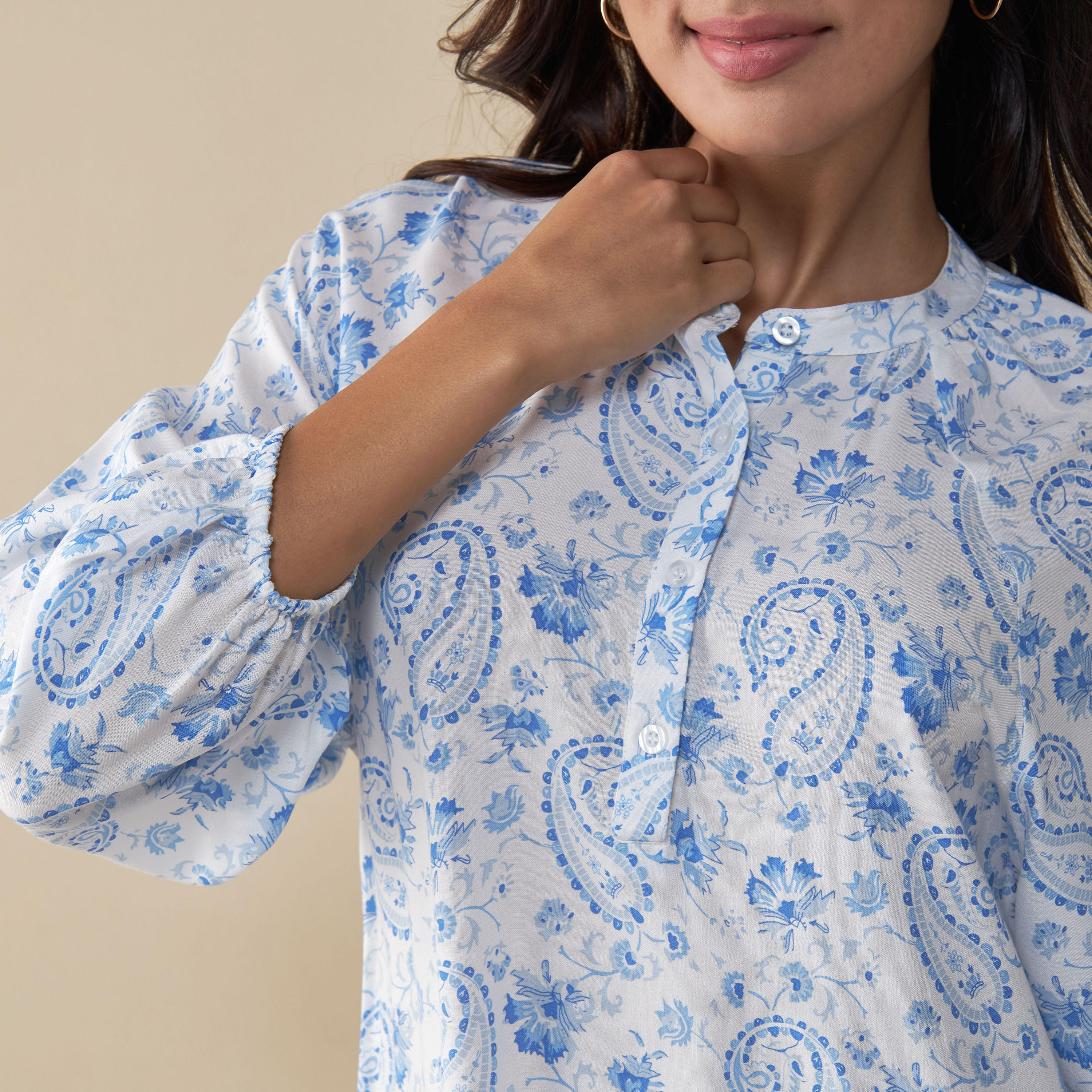 قميص نوم بياقة ماندارين - طقم من قطعتين متنوعتين-women-clothing-nightwear-nighties-image-5