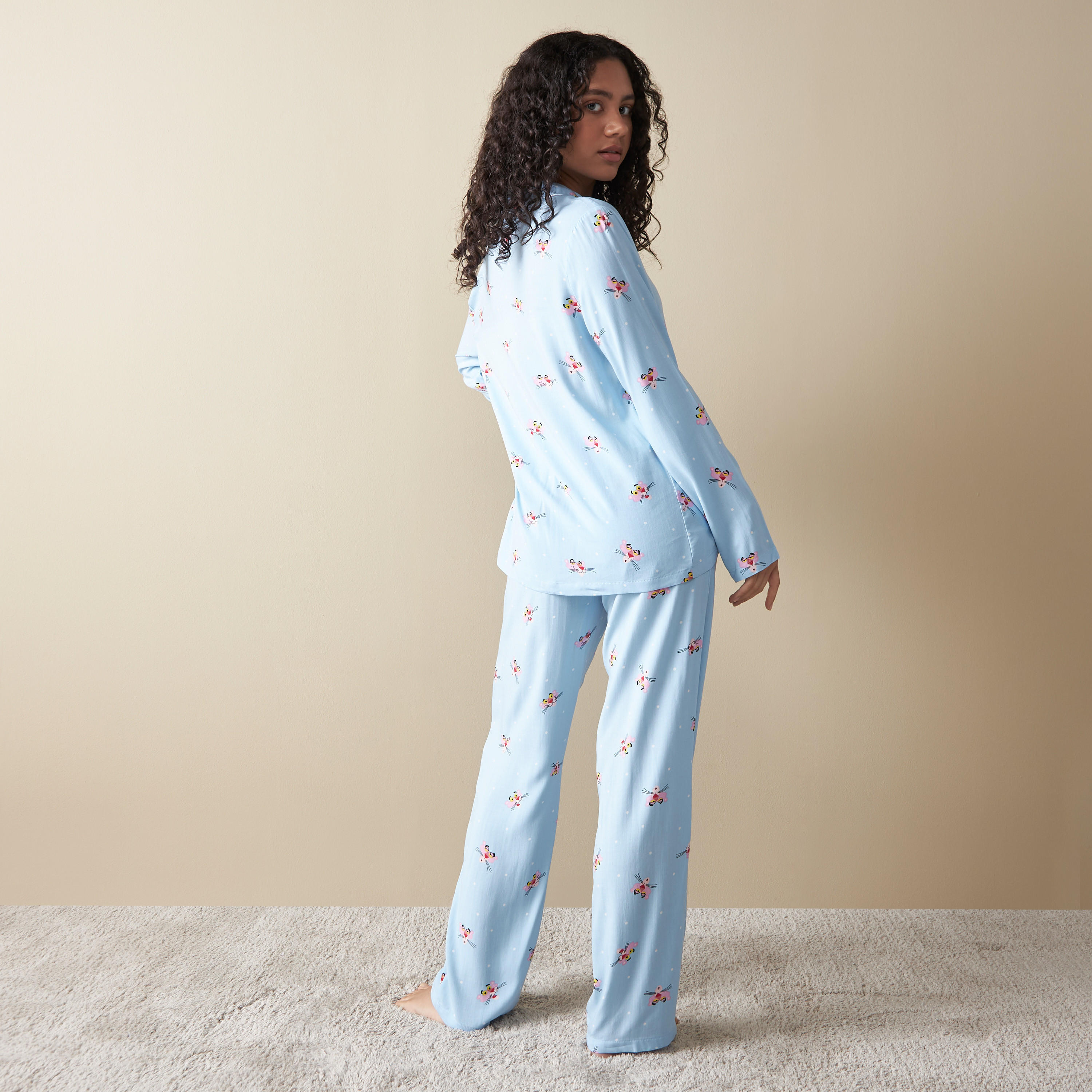 طقم بنطلون بيجاما بخصر مطاطي وقميص بأكمام طويلة وطبعات من ديزني-women-clothing-nightwear-pyjamas-longsets-image-2