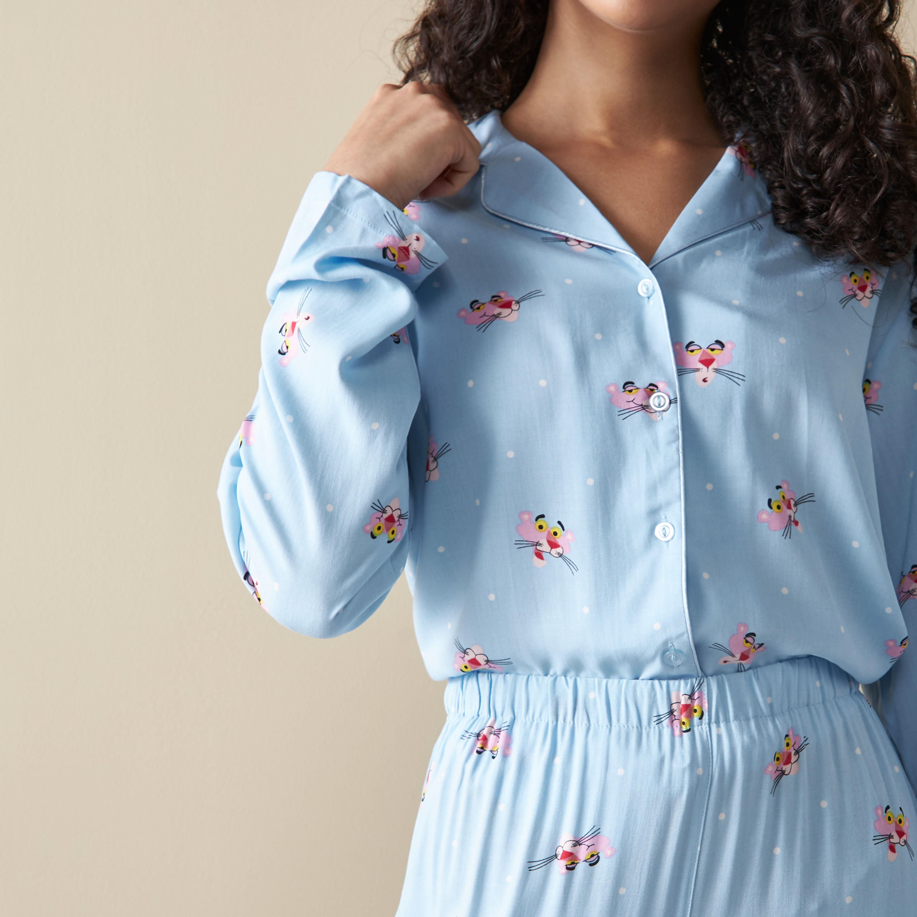 طقم بنطلون بيجاما بخصر مطاطي وقميص بأكمام طويلة وطبعات من ديزني-women-clothing-nightwear-pyjamas-longsets-image-5
