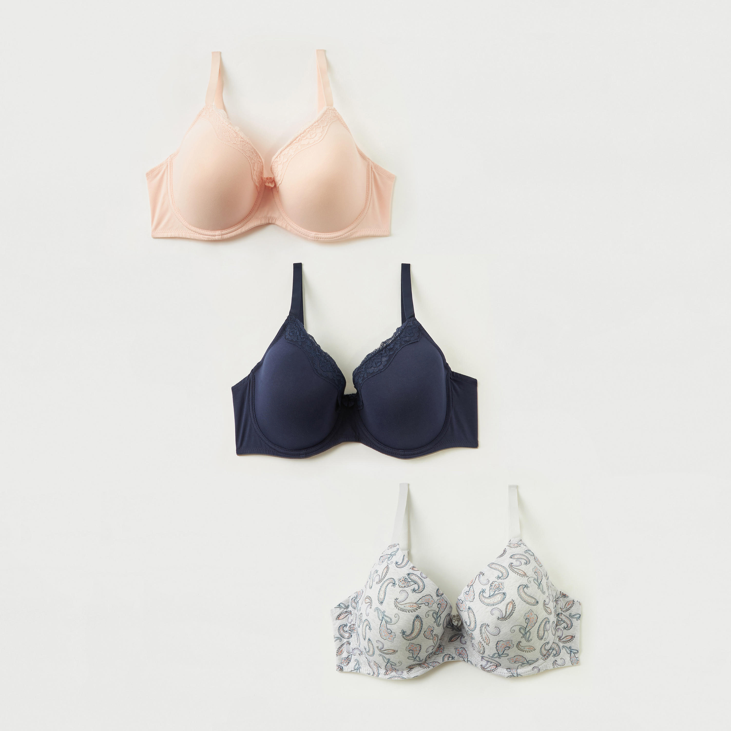 صدرية ديمي مبطّنة بسلك - طقم 3 قطع متنوّعة-women-clothing-lingerie-bras-image-1