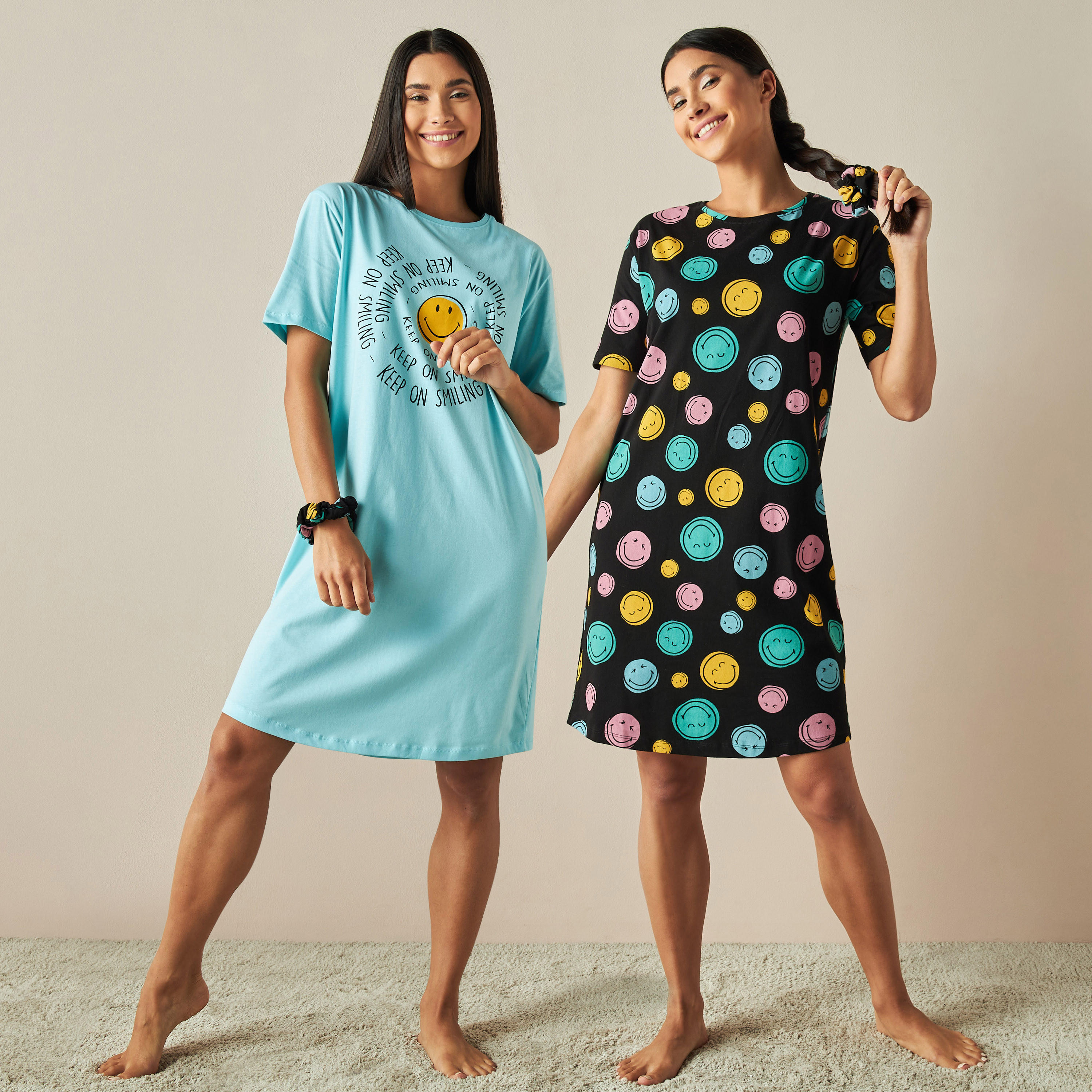 قميص نوم بياقة مستديرة - طقم من قطعتين-women-clothing-nightwear-nighties-image-7