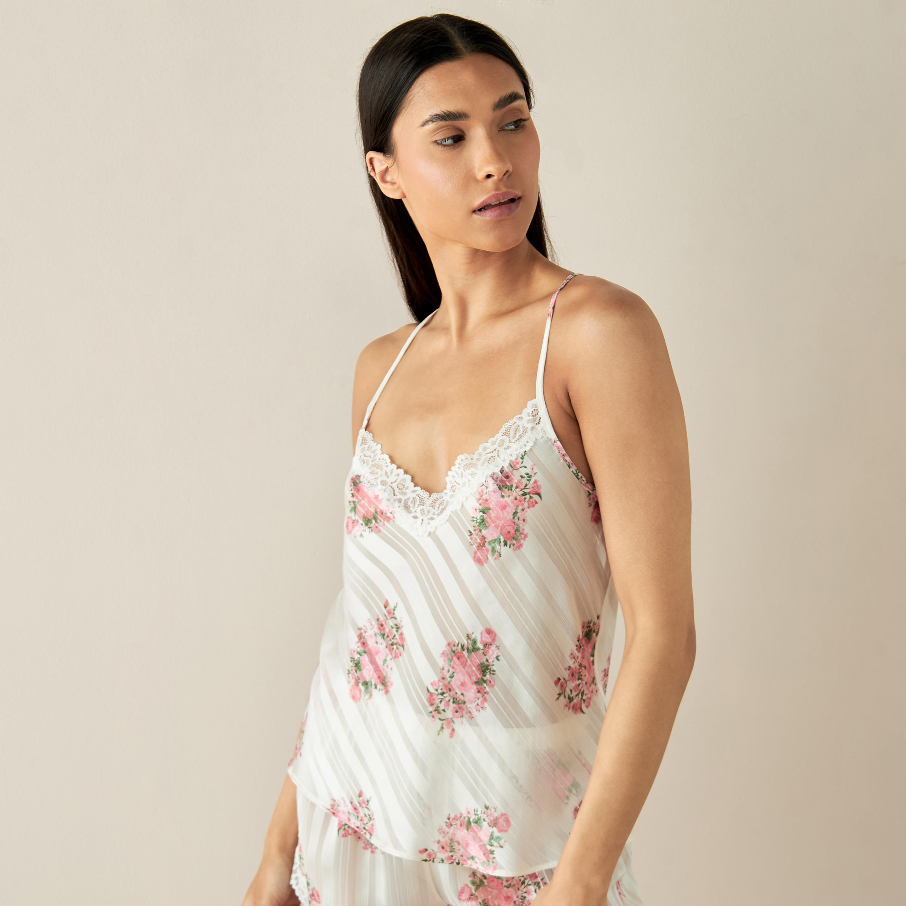 All-Over Floral Print Racerback Top and Shorts Set-women-clothing-nightwear-pyjamas-shortsets-image-3