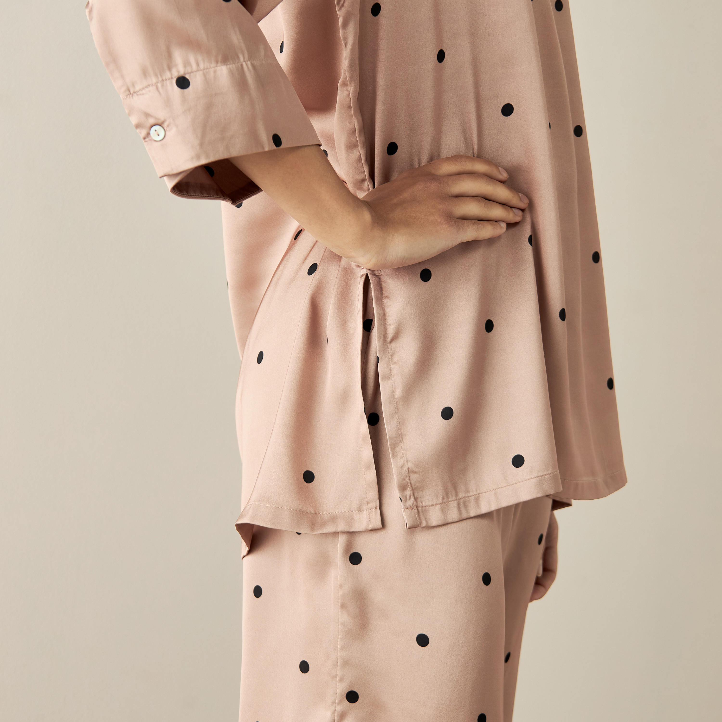 Polka Dot Collared Top and Pyjama Set-women-clothing-nightwear-pyjamas-longsets-image-5