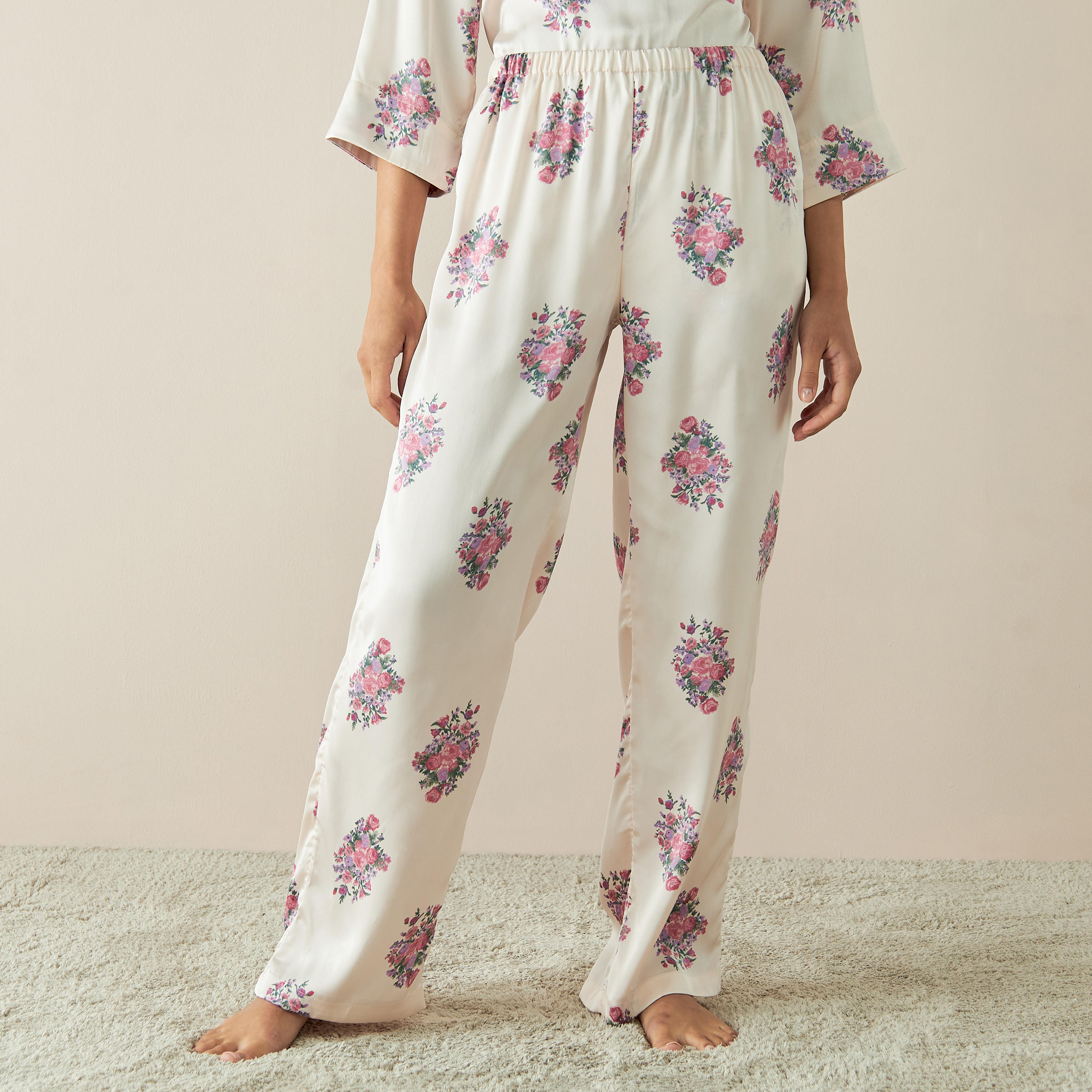 Floral Print Collared Top and Pyjama Set-women-clothing-nightwear-pyjamas-longsets-image-4