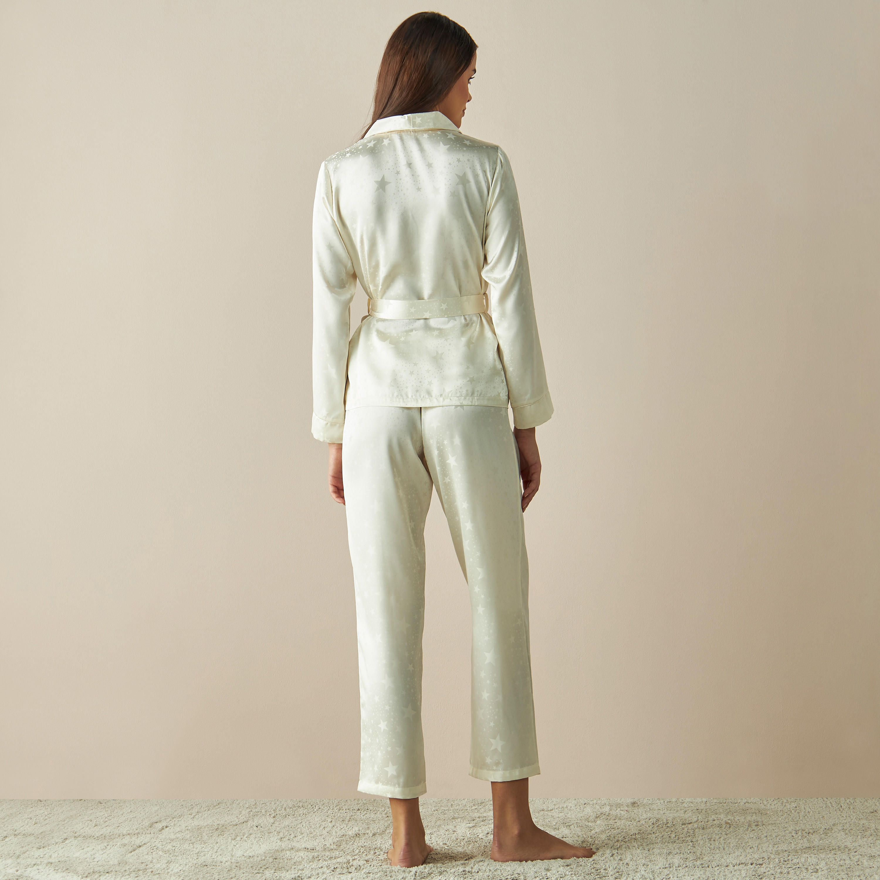 طقم بنطلون بيجاما وقميص ساتن جاكارد بارز الملمس-women-clothing-nightwear-pyjamas-longsets-image-2
