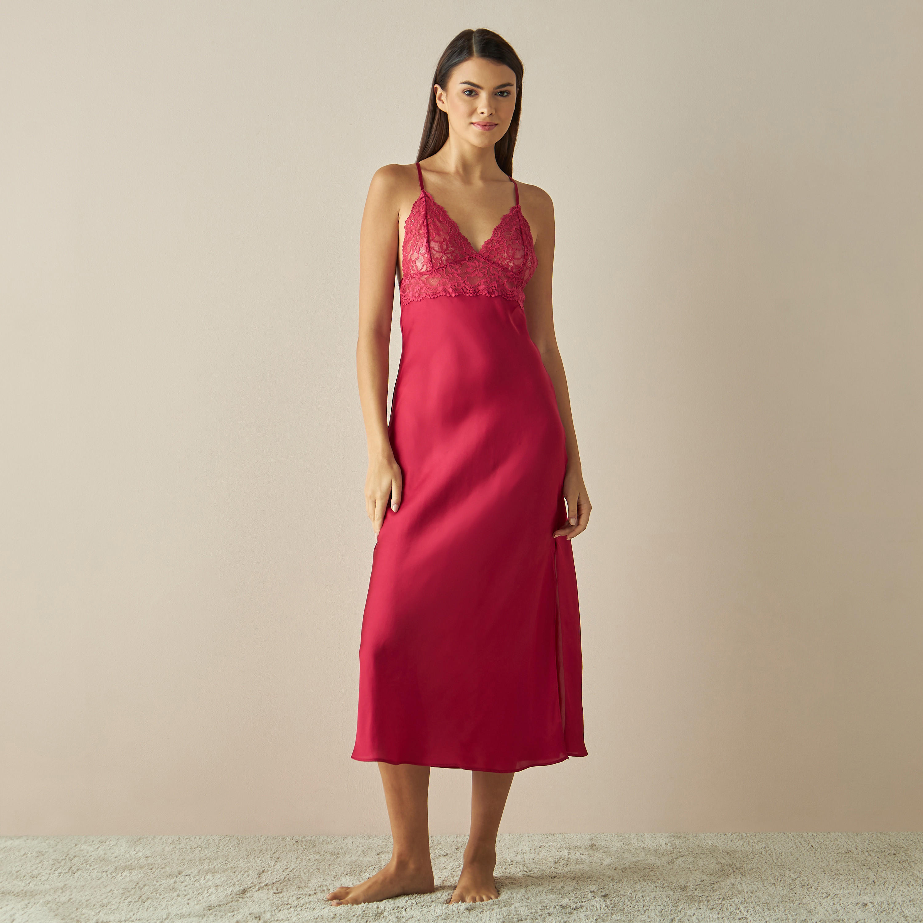 قميص نوم ساتن بدانتيل-women-clothing-nightwear-nighties-image-2