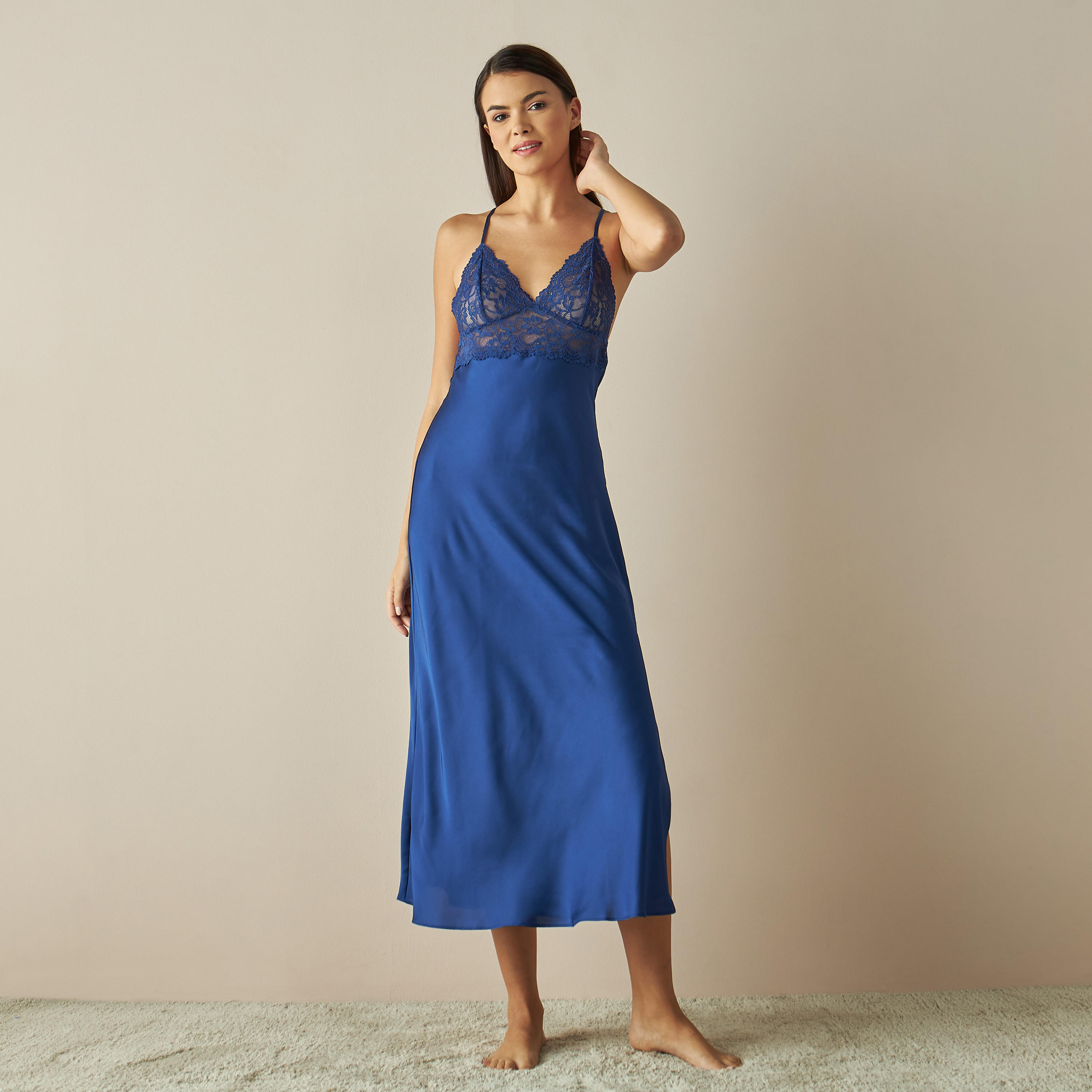قميص نوم ساتن بدانتيل-women-clothing-nightwear-nighties-image-2