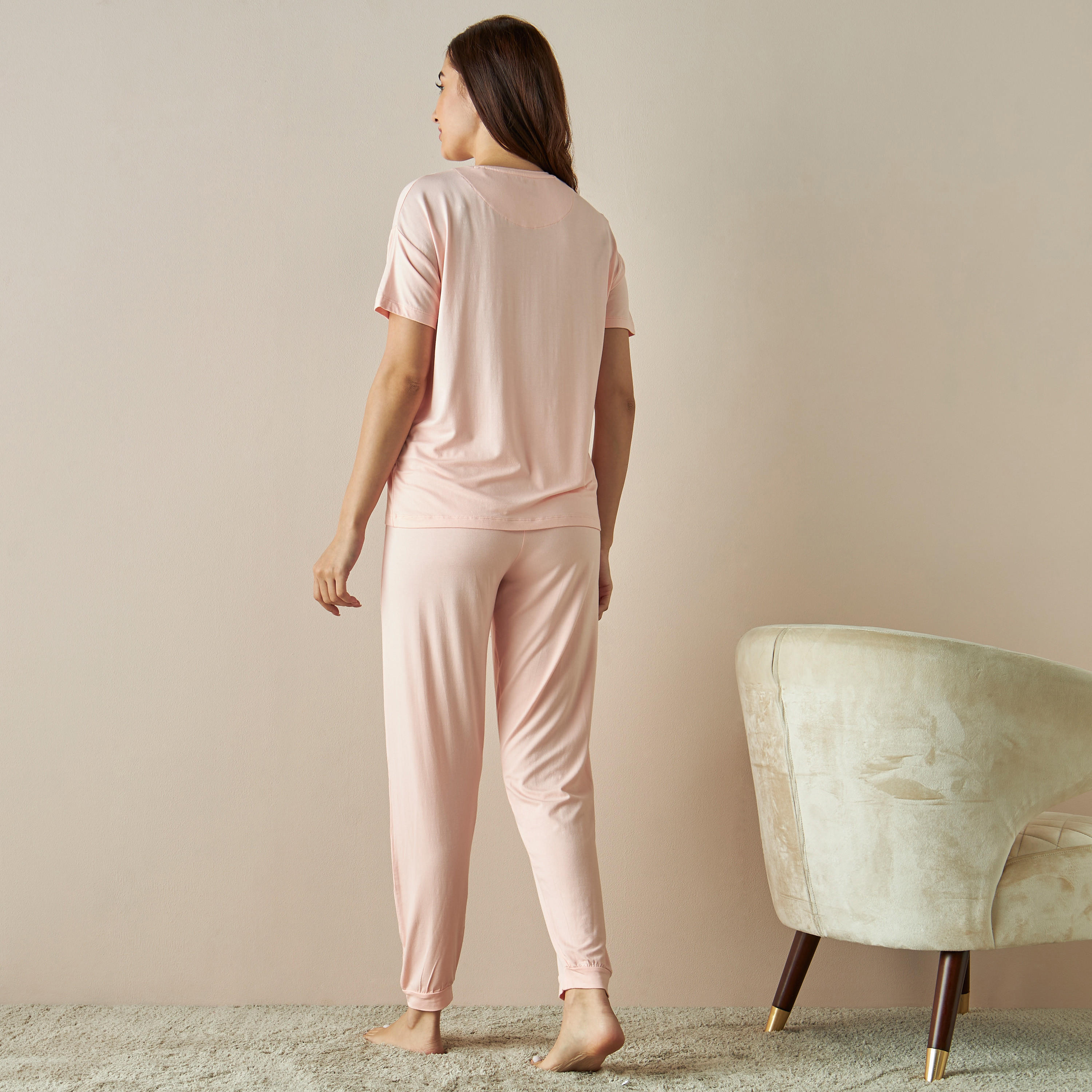 Pink Panther Print T-shirt and Pyjama Set-women-clothing-nightwear-pyjamas-longsets-image-2