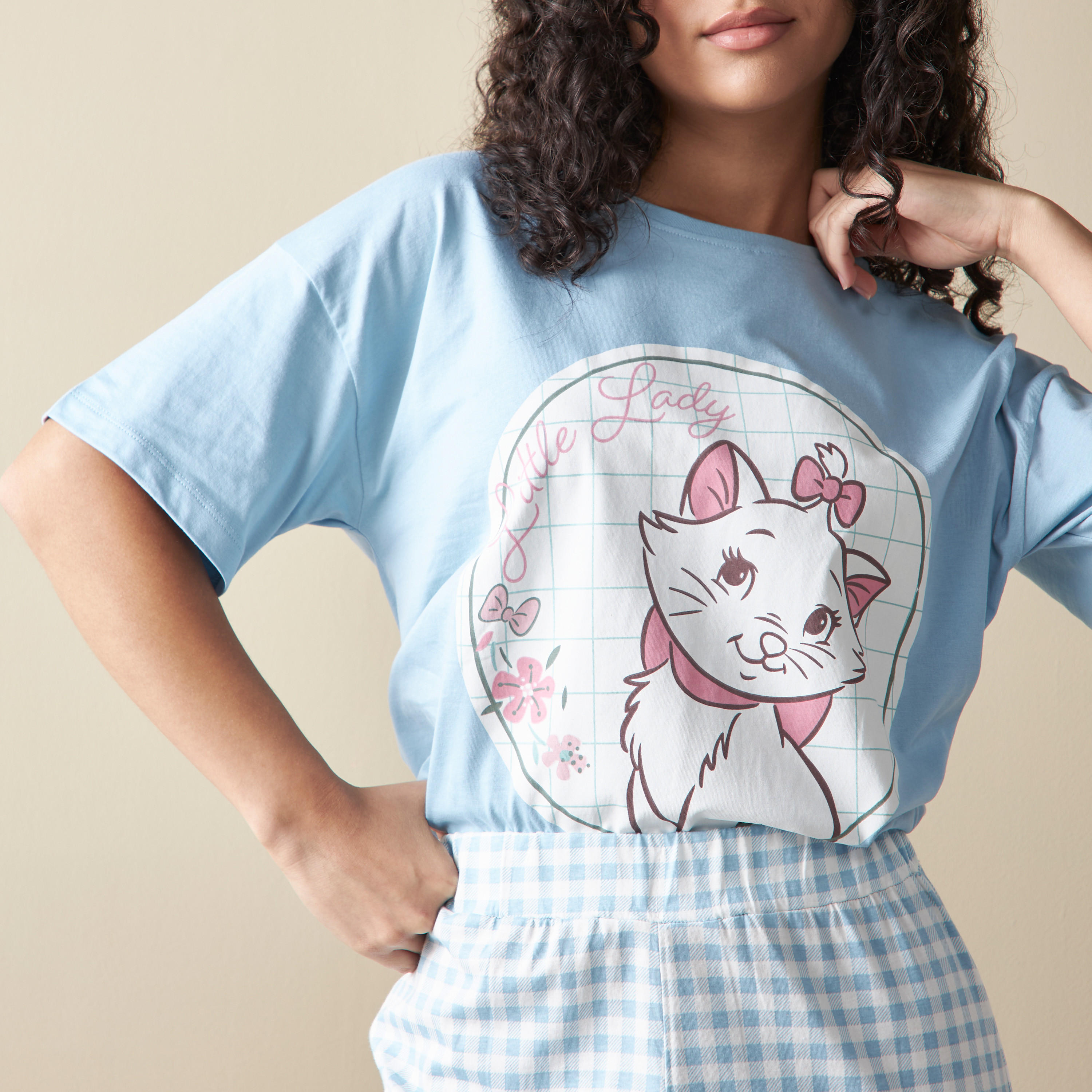 Marie Print Crew Neck T-shirt and Pyjama Set-women-clothing-nightwear-pyjamas-longsets-image-5
