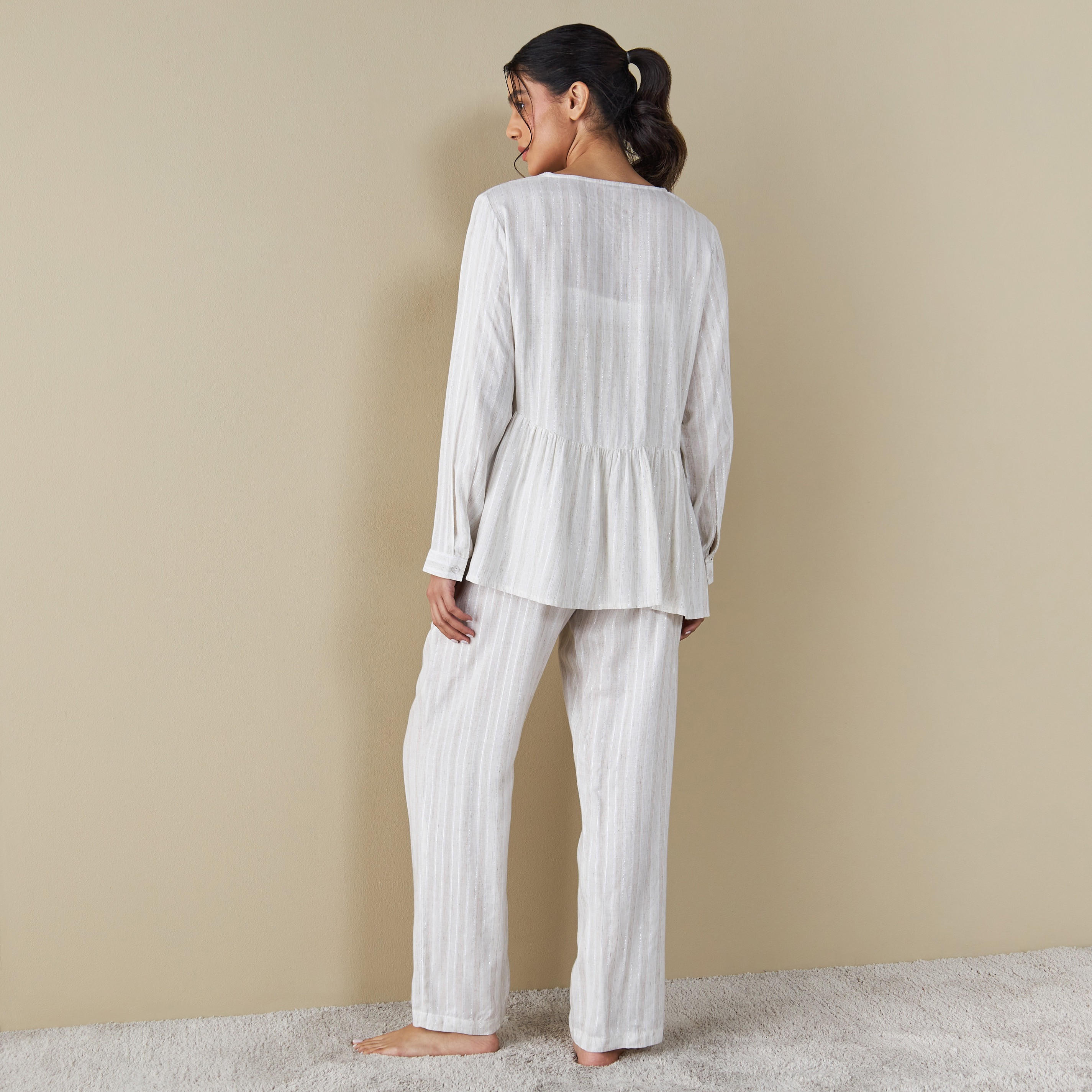 طقم بنطلون بيجاما وبلوزة بياقة v للحوامل-women-clothing-nightwear-pyjamas-longsets-image-2