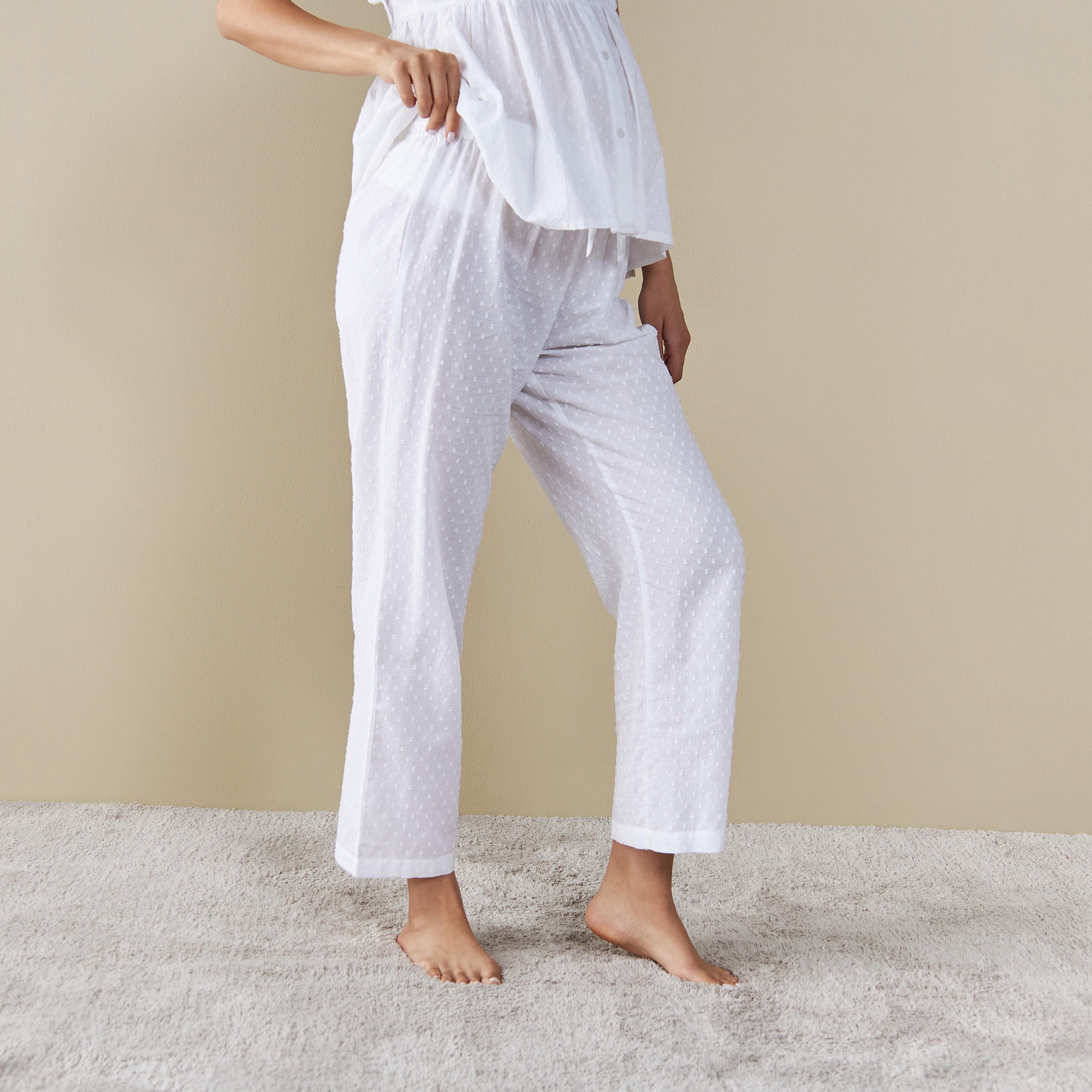 طقم بنطلون بيجاما وبلوزة للحوامل بدون أكمام وبكشكش-women-clothing-nightwear-pyjamas-longsets-image-5